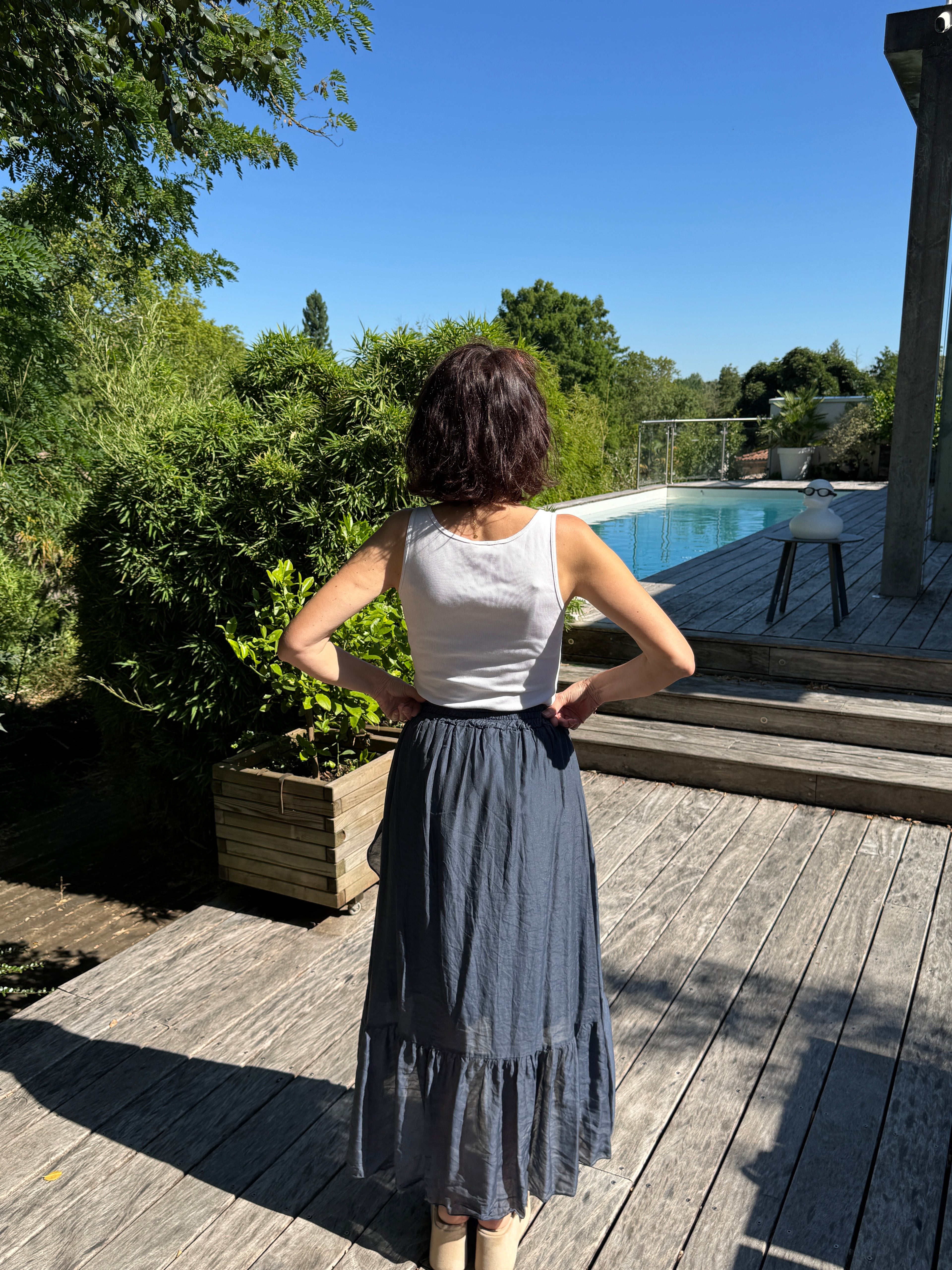 Jupe volant caresse bleu marine