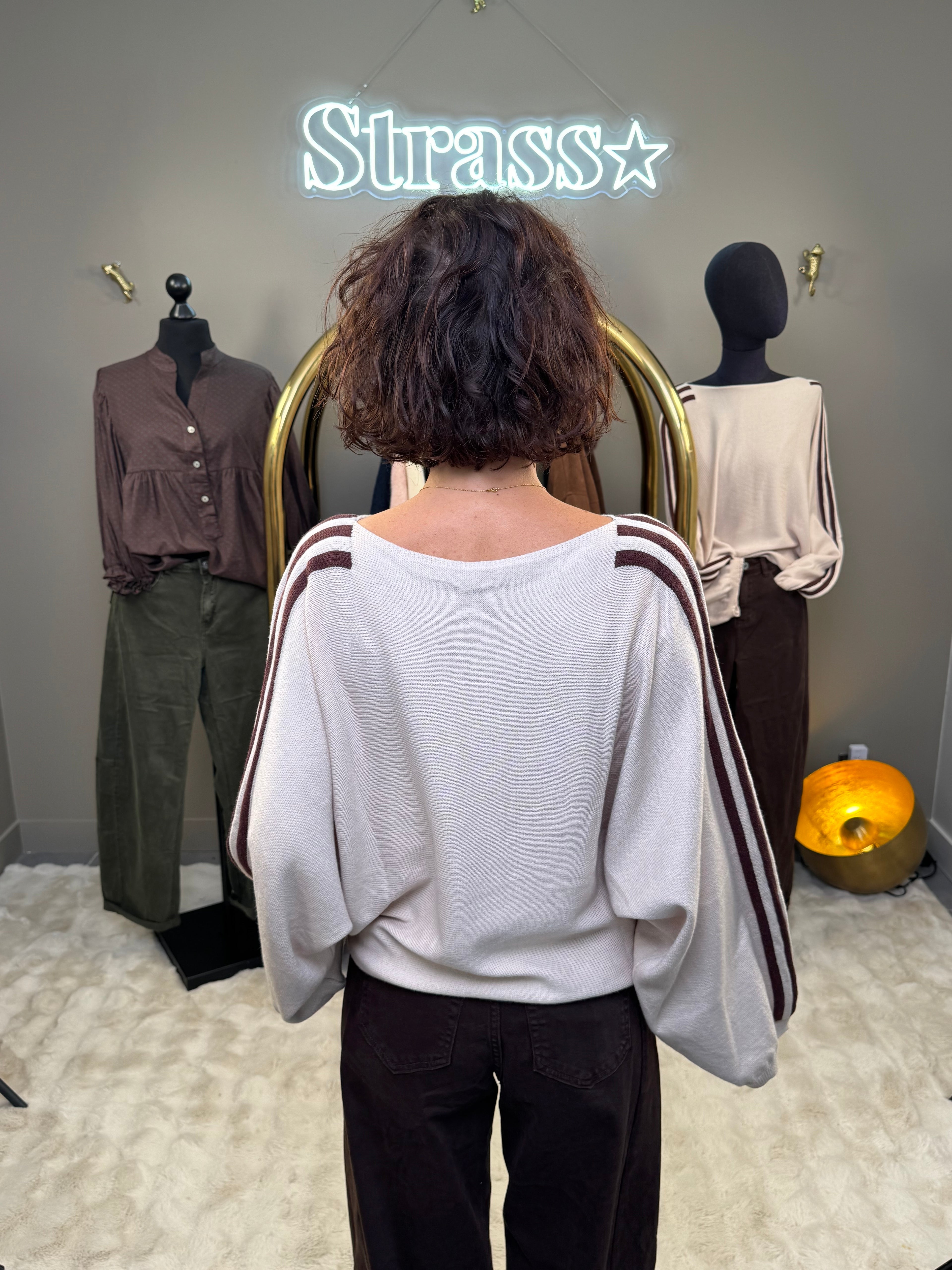 Pull Natacha beige et Choco