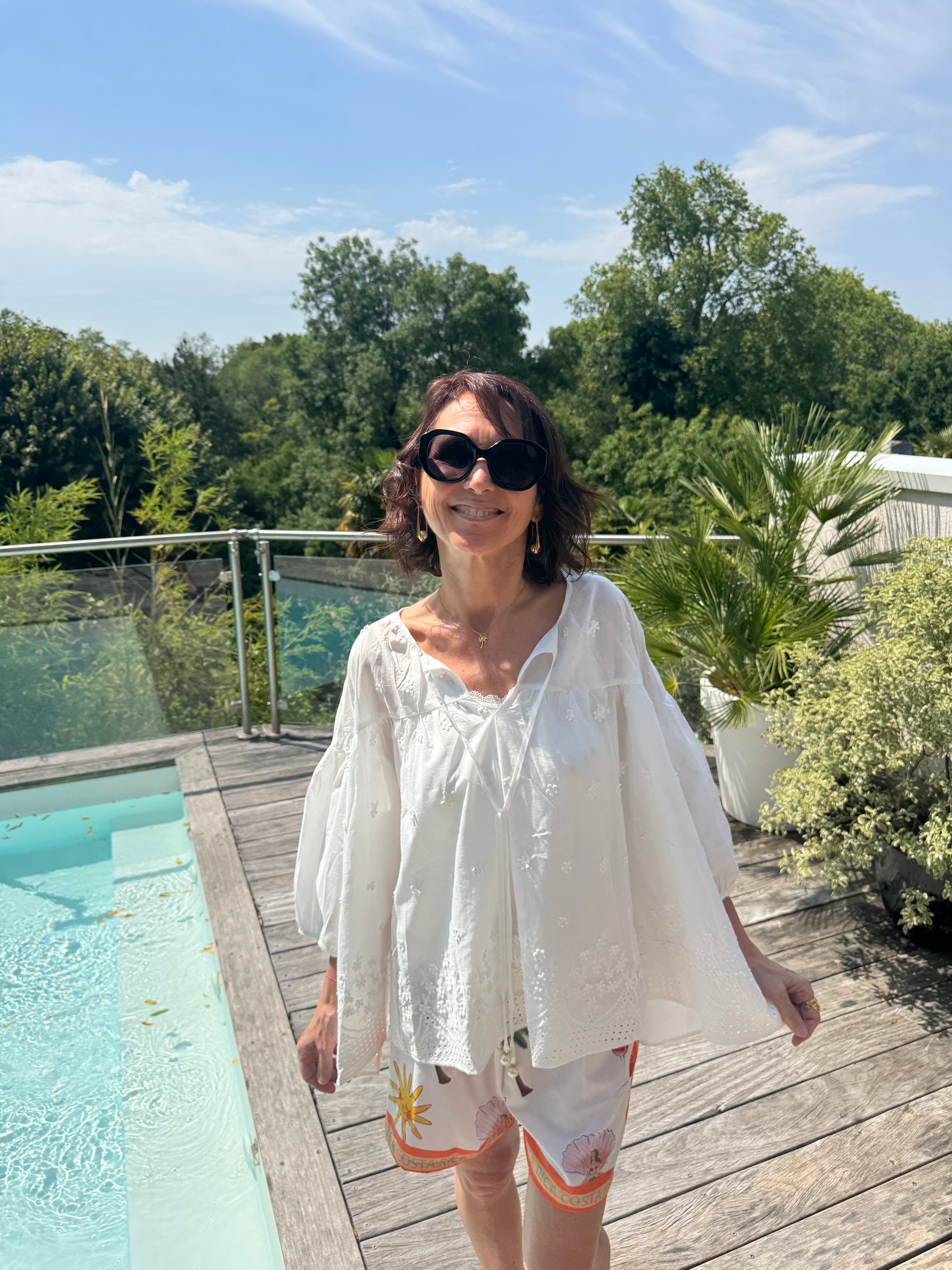 Blouse Méditerranée Blanche
