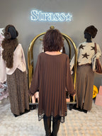 Robe Plissée Dentelle Choco