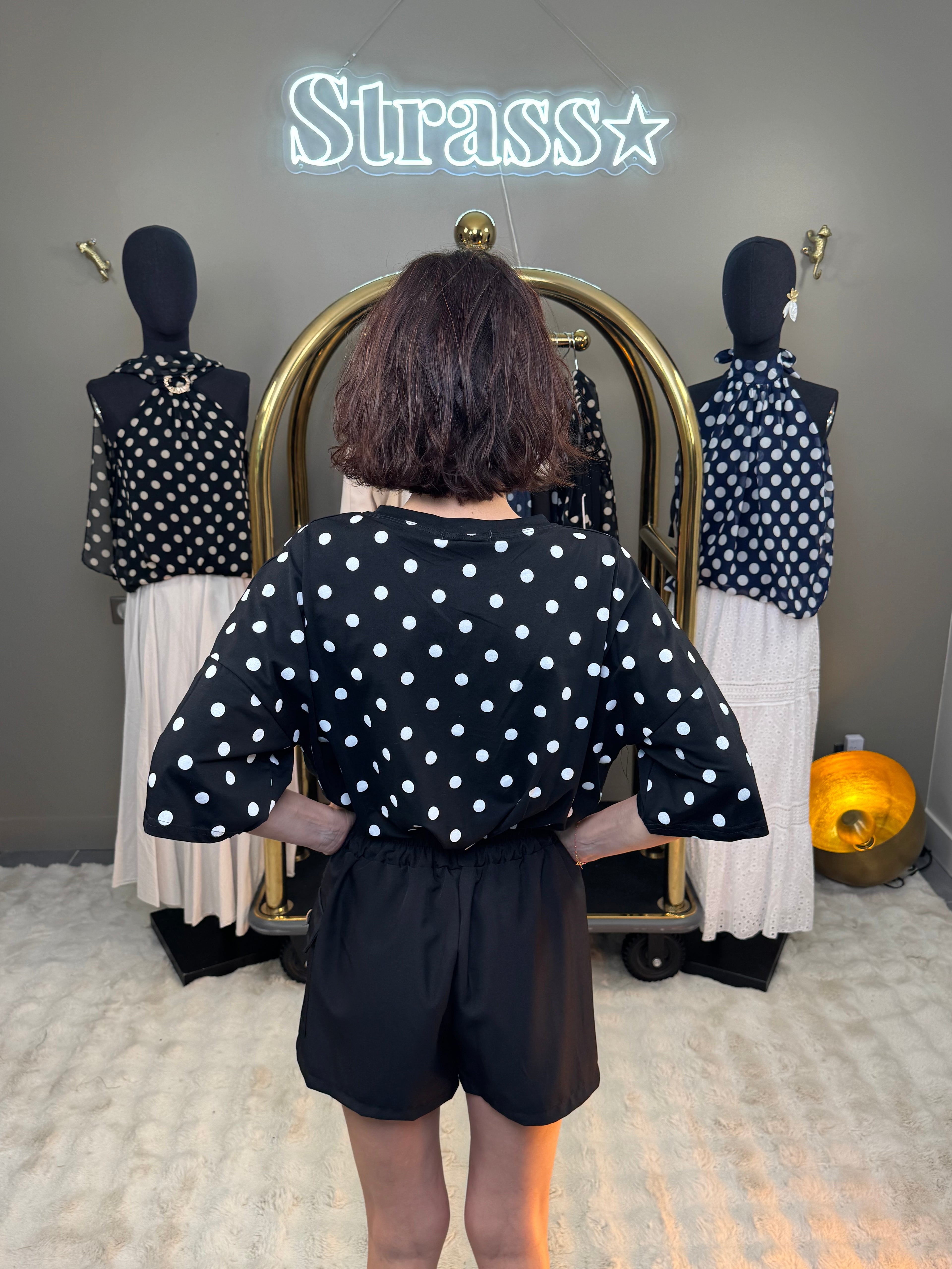 Short drapé Noir