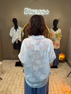 Chemise Fleurs Jean Bleue