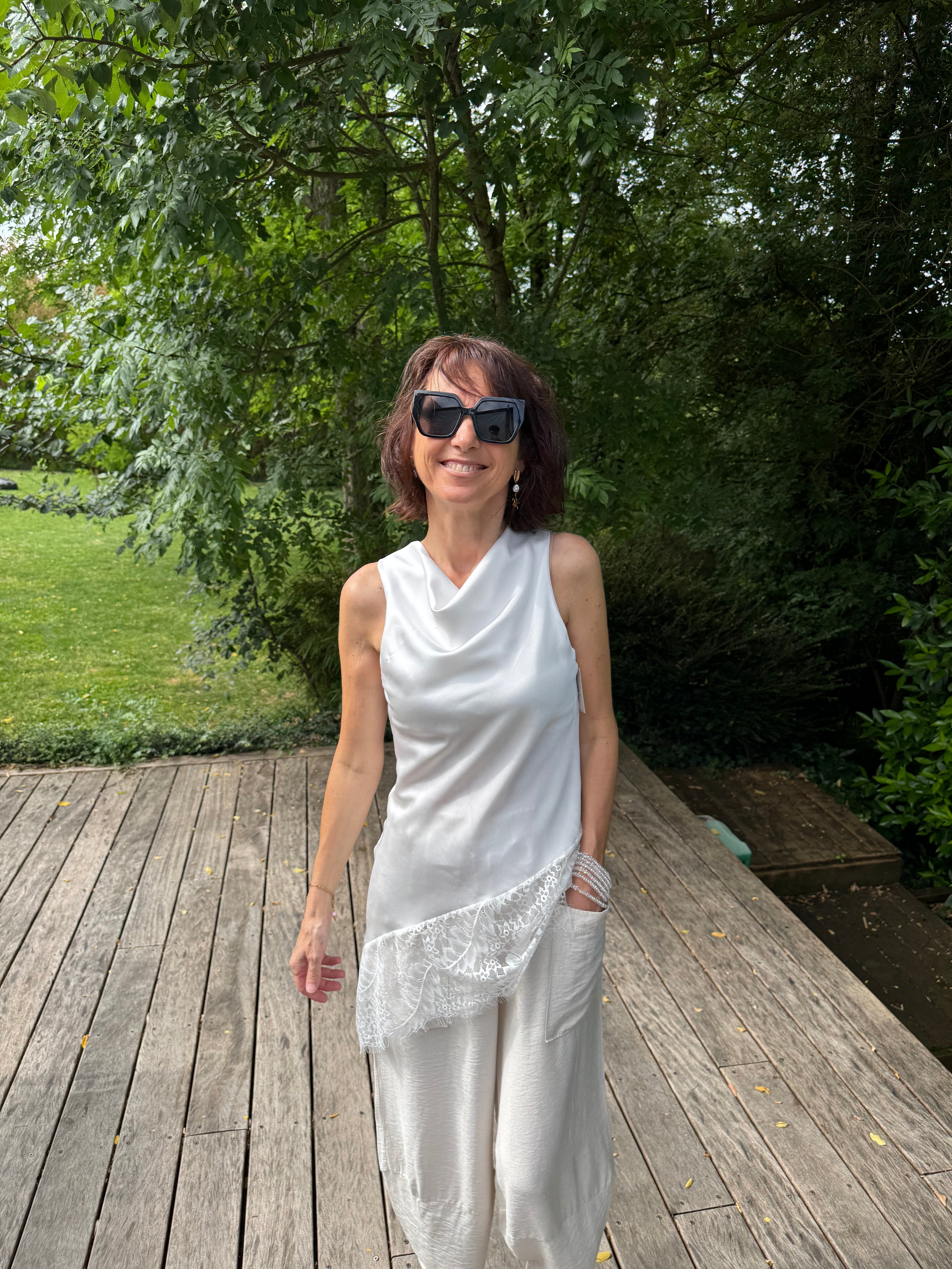 Top Dentelle Benitier Blanc