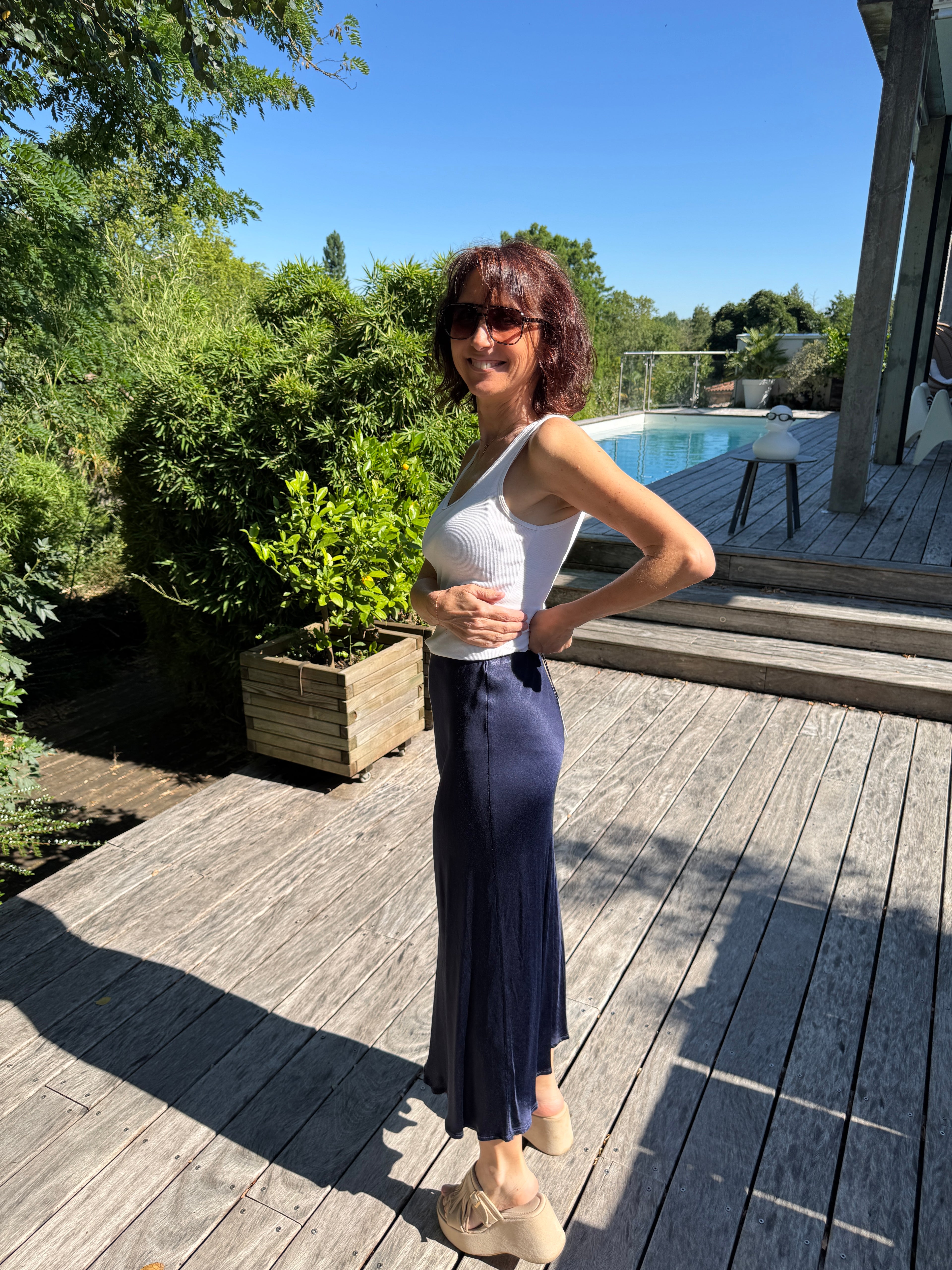 Jupe Satin Bleu marine