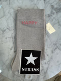 Chaussettes Happy Argent écriture Rose