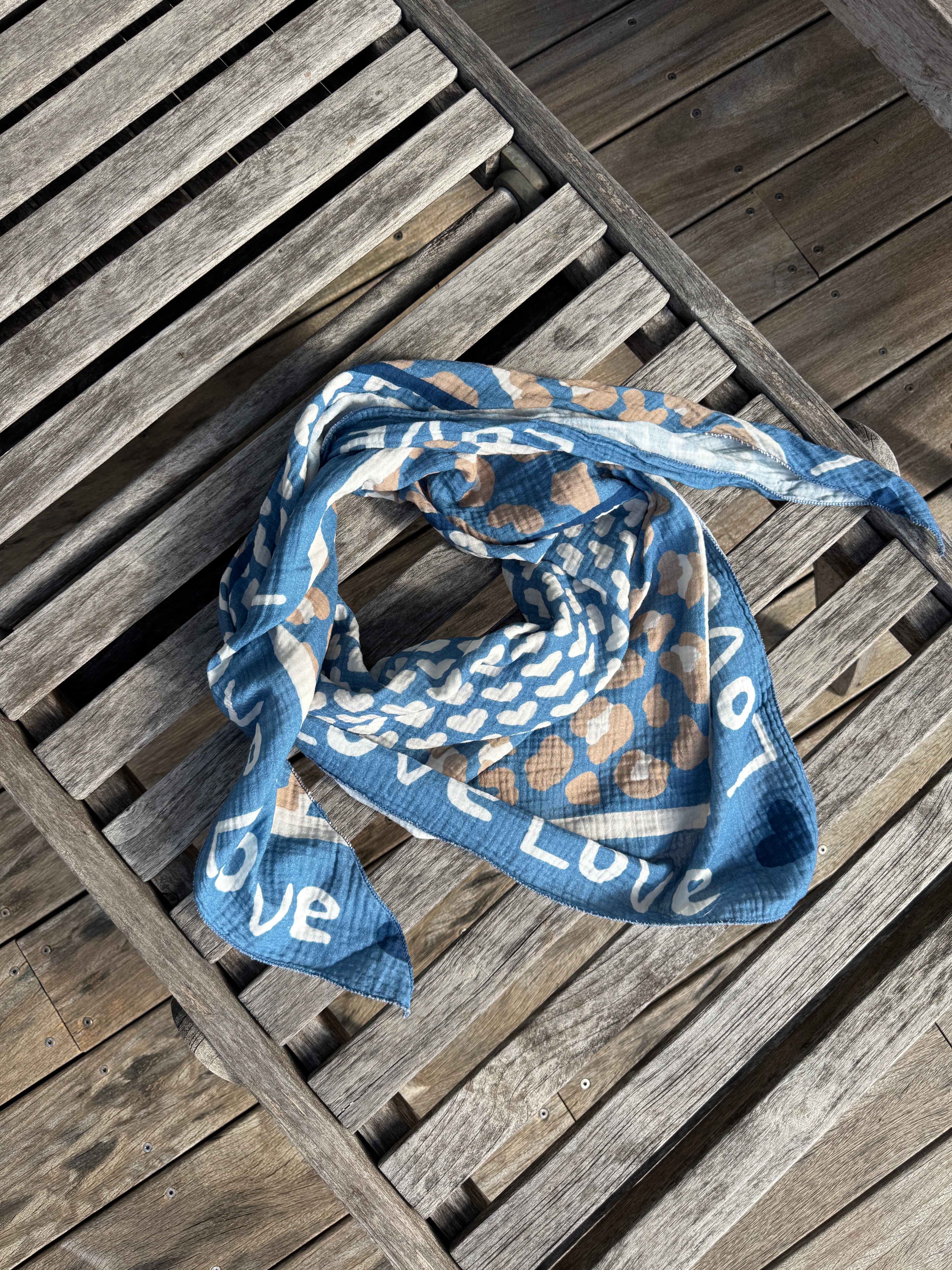 Foulard Love Gaze De Coton Bleu Jean