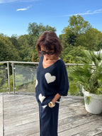 Pull Cœur Bleu Marine
