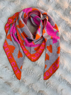 Écharpe Cat Lover Orange et Fuschia