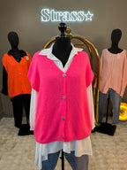 Gilet sans manche Venisia Rose Fluo Grande Taille