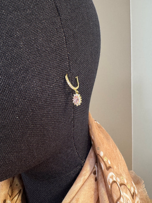 Boucles D’oreilles Ovale pampille Rose