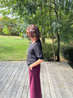 Pull Vincent Col V Manche Courte Noir