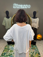 T Shirt Manches Ballon Blanc
