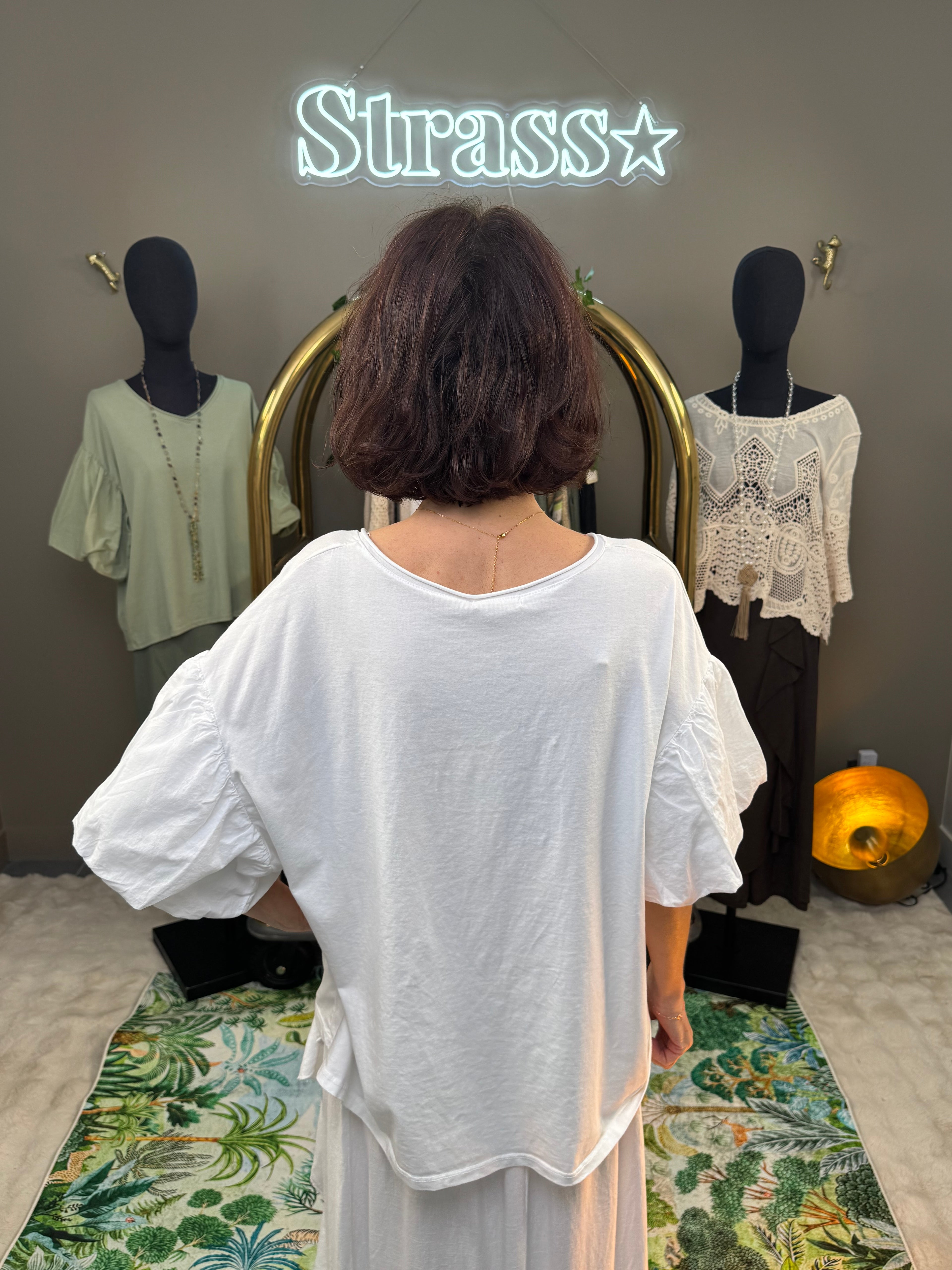 T Shirt Manches Ballon Blanc