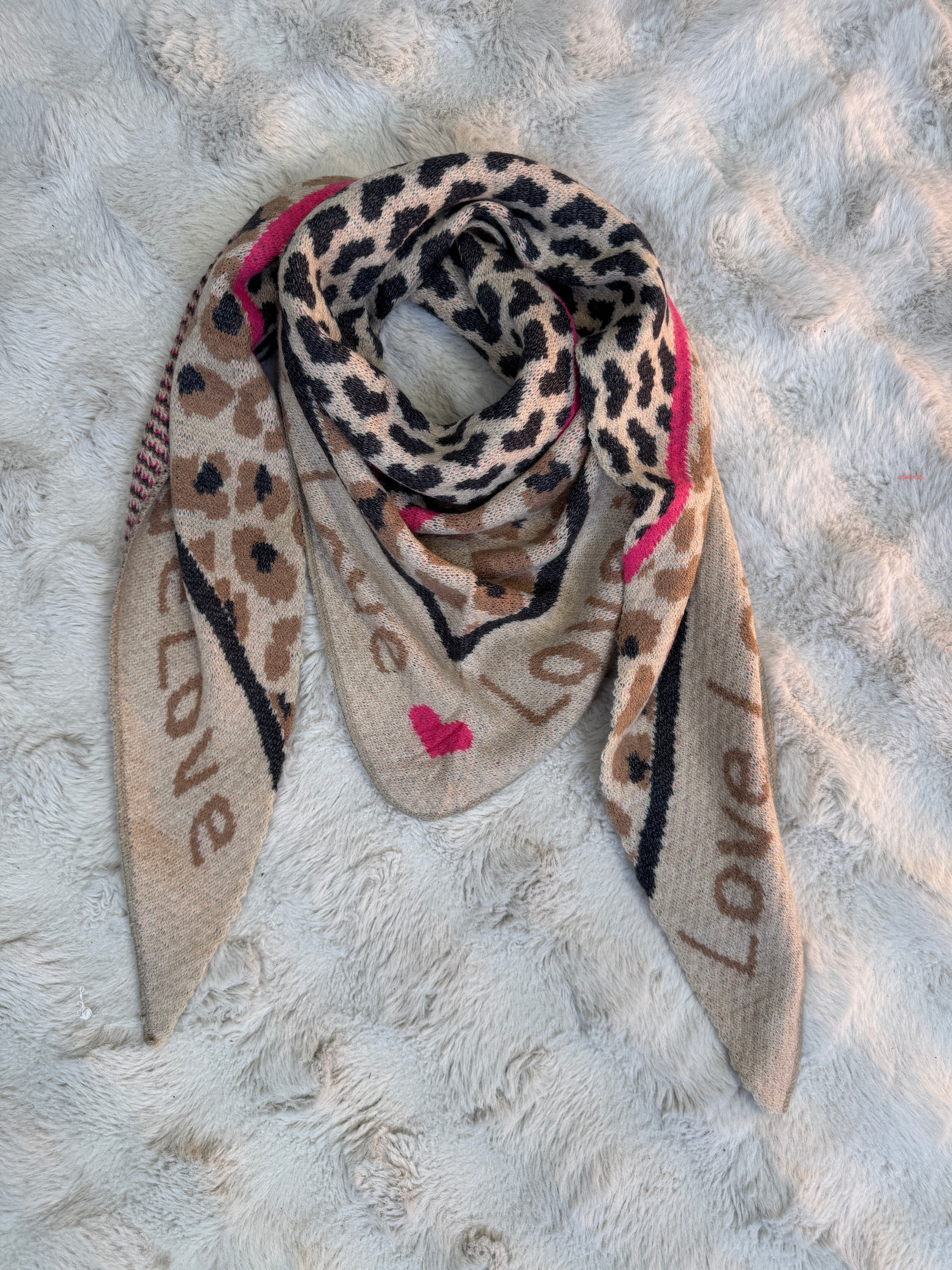 Écharpe Love Is Love Beige et Fuchsia