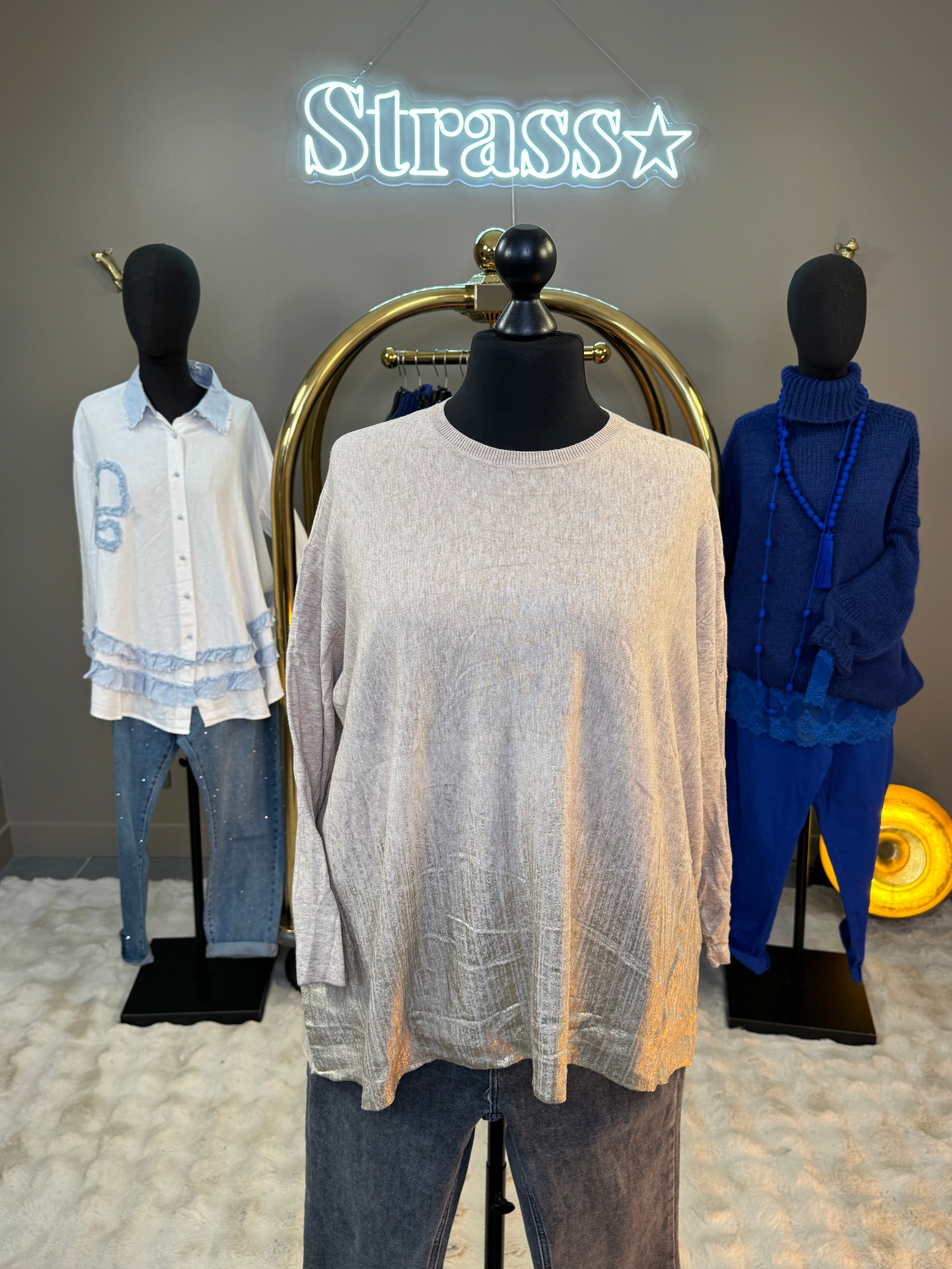 Pull Fin bas doré Grande Taille