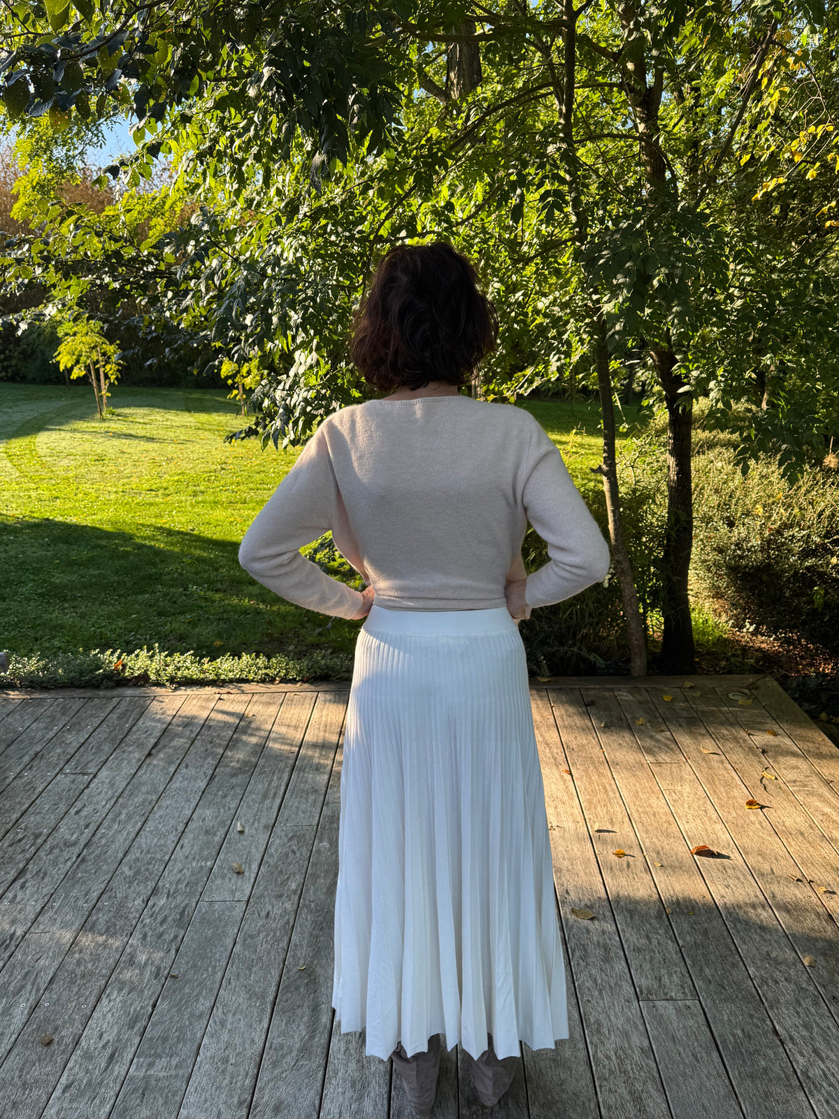 Jupe plissé maille blanche