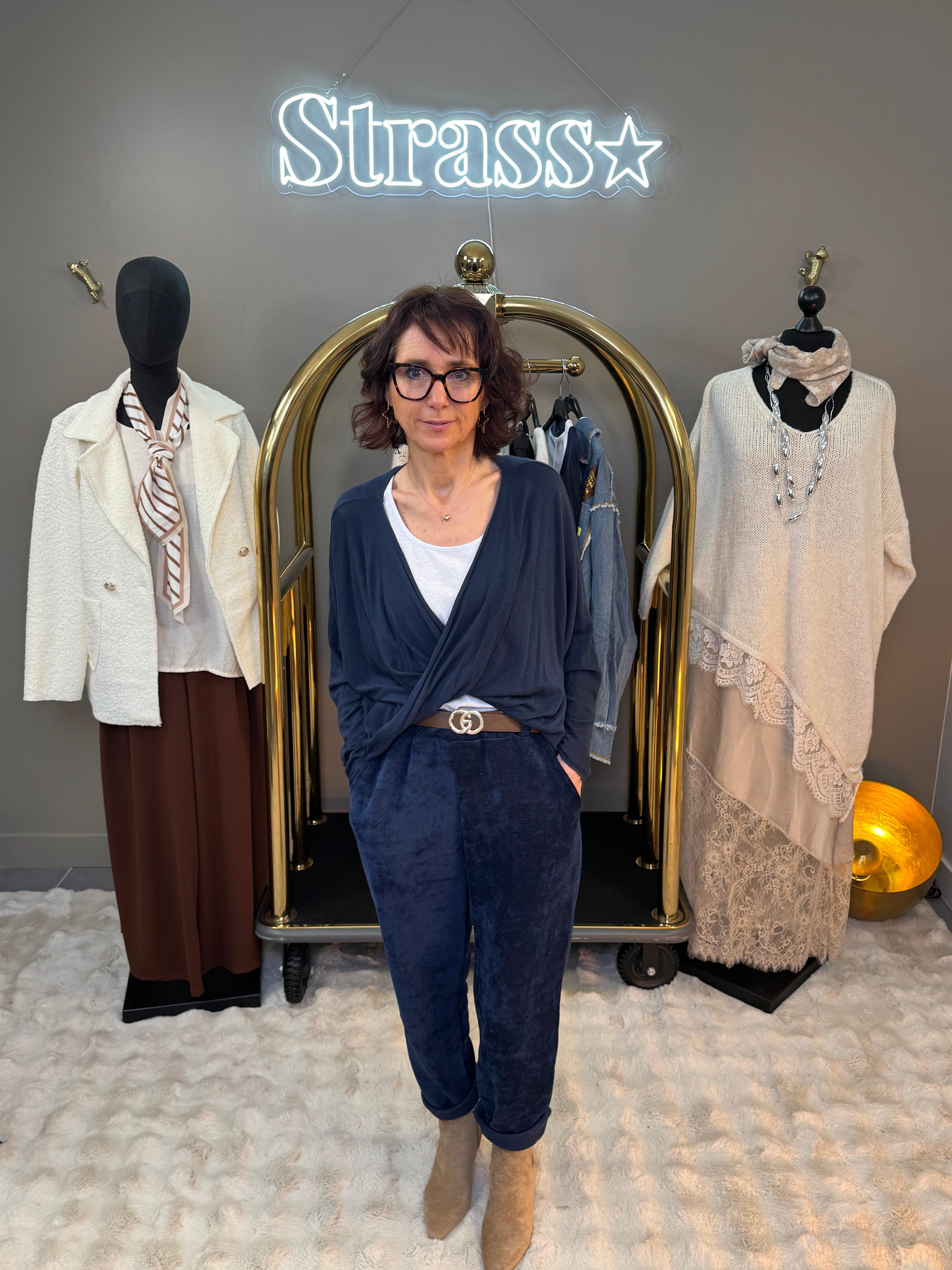 Pantalon Confort Velours Marine