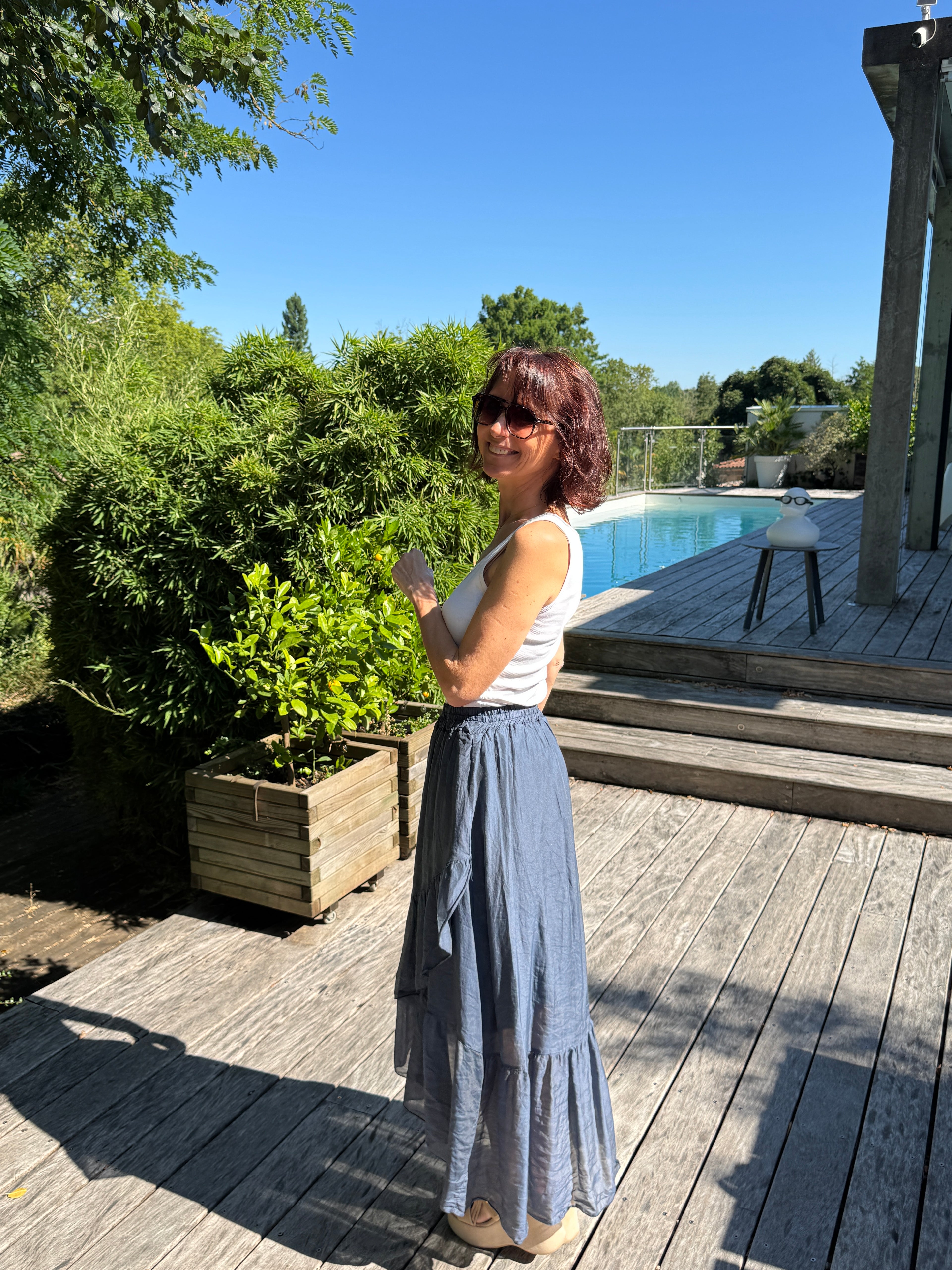 Jupe volant caresse bleu marine
