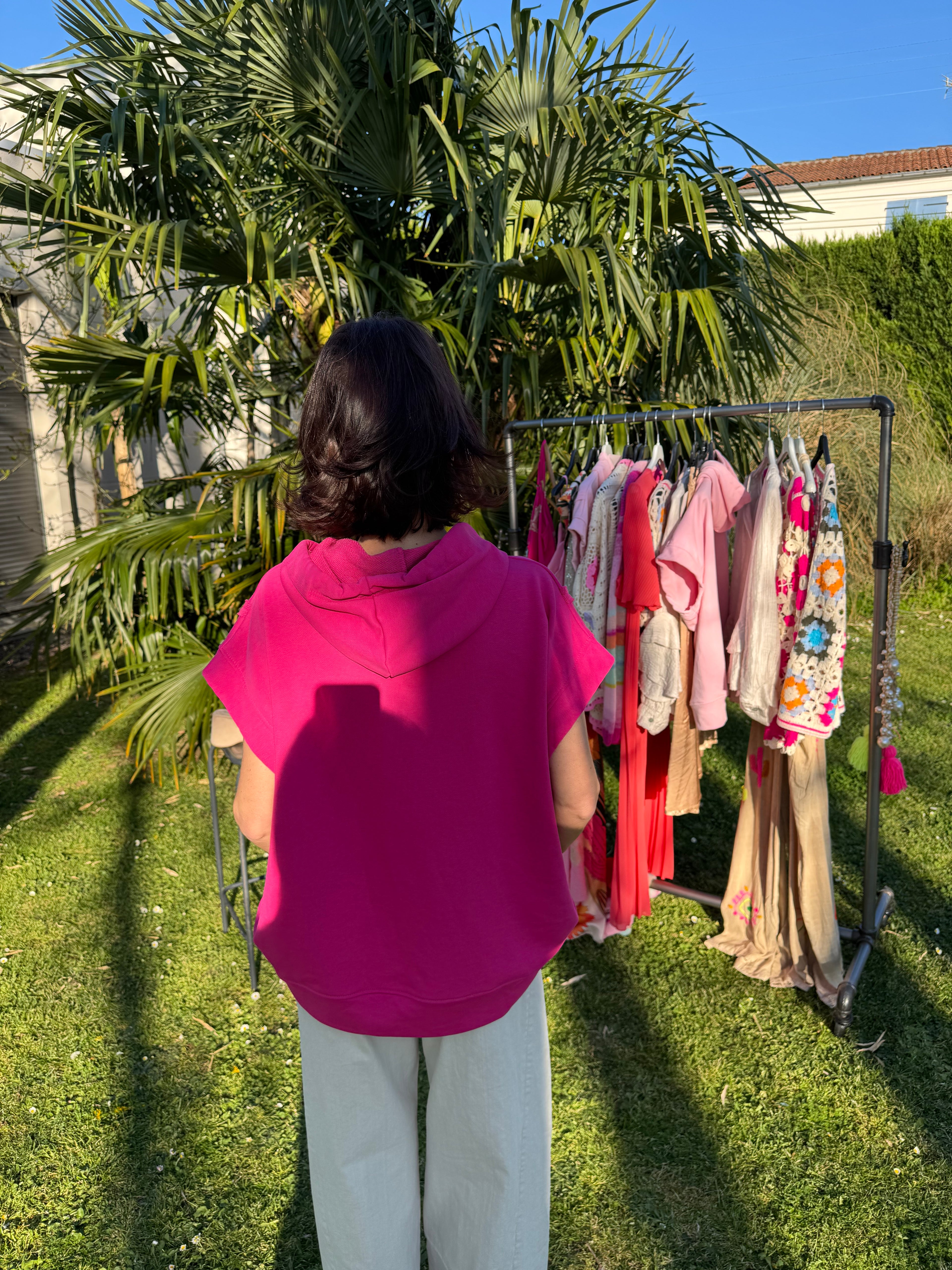 Sweat Sans Manche Fuchsia