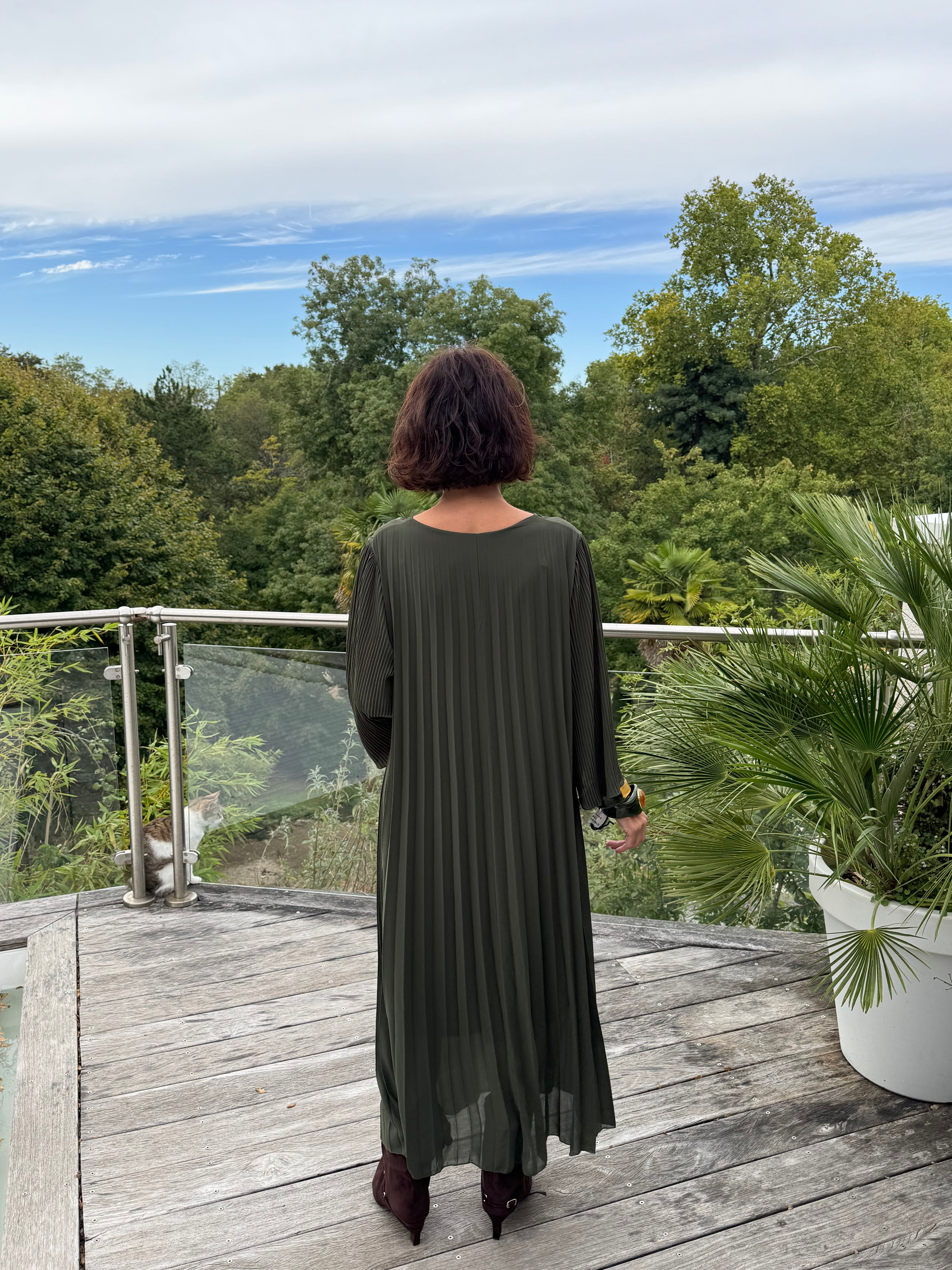 Robe Plissée Divina Kaki