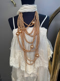 Sautoir Multi Rangs Perles et Boucles d’oreilles Camel