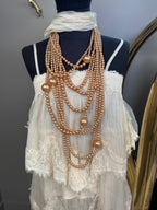 Sautoir Multi Rangs Perles et Boucles d’oreilles Camel