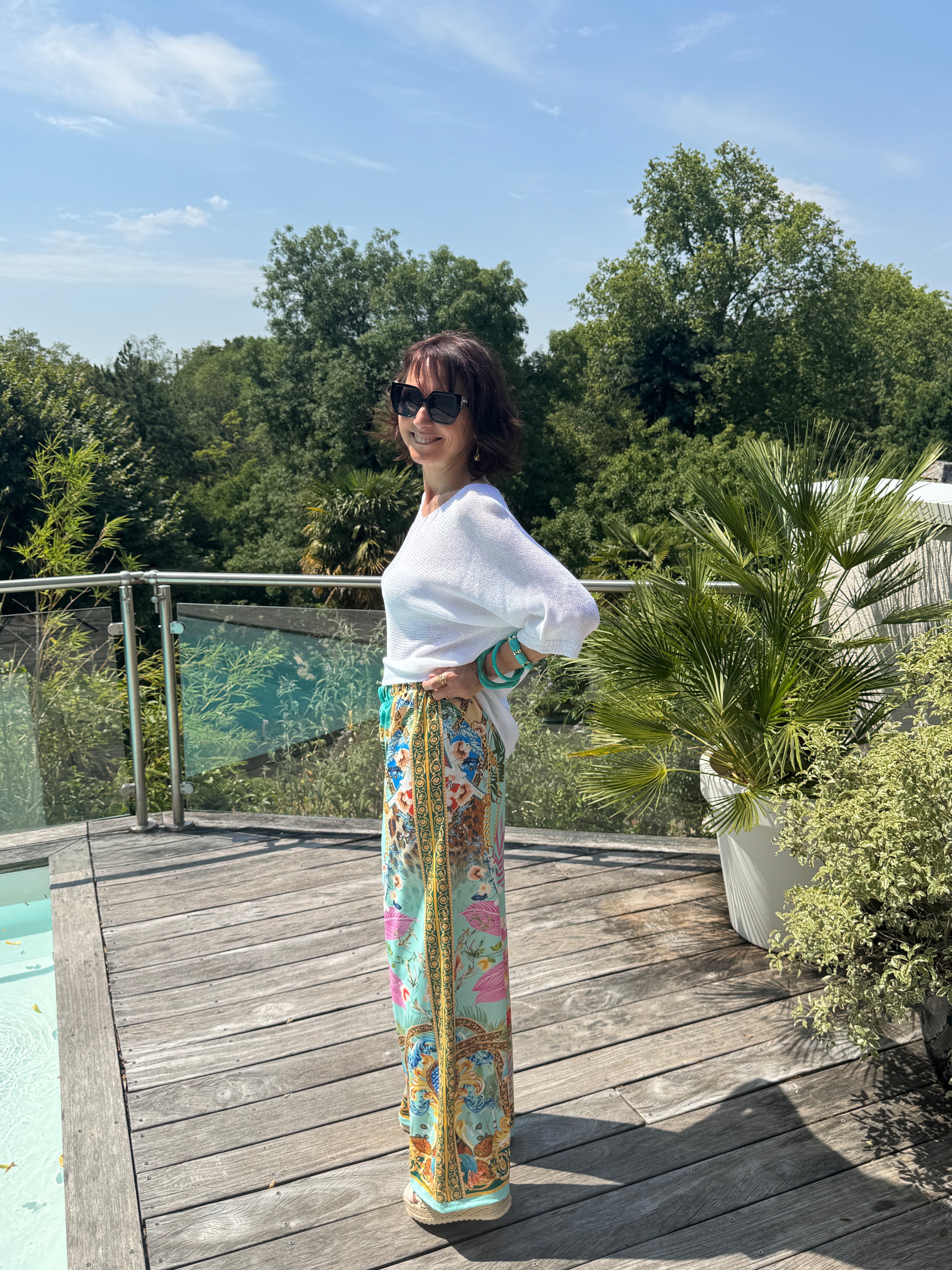 Pantalon Ramages Turquoise