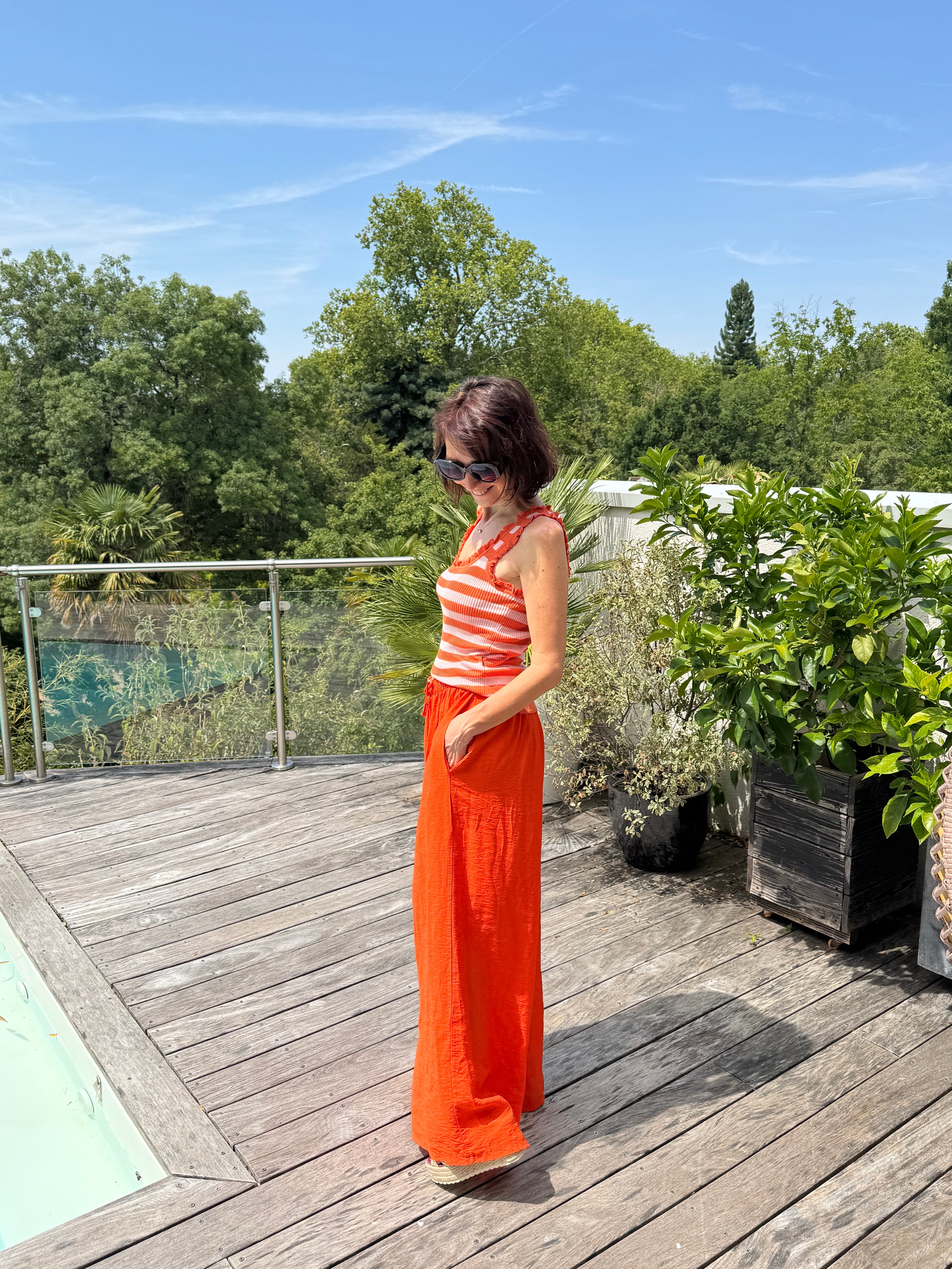 Pantalon Uni Viscose Orange