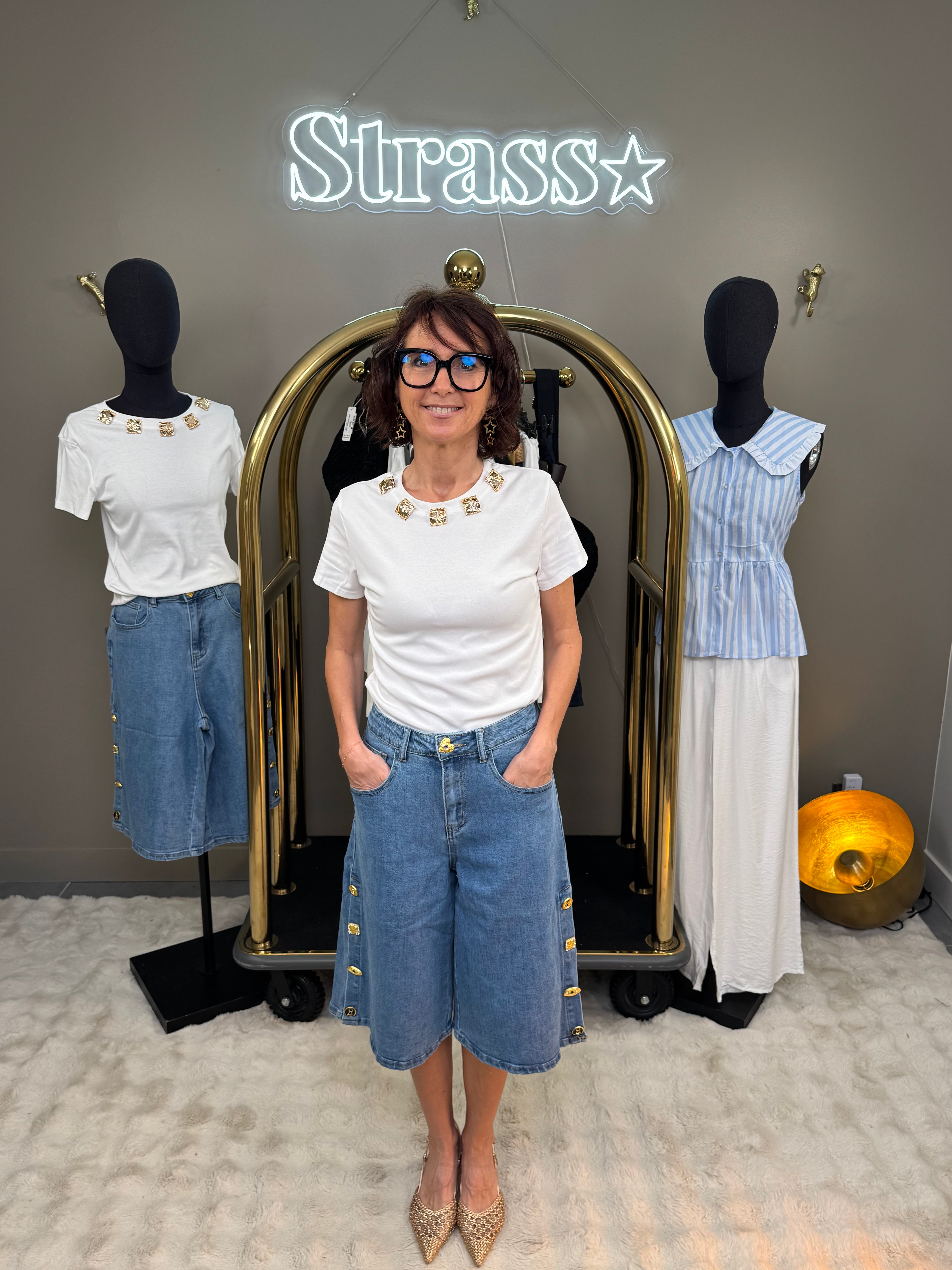 Bermuda Boutons Jean