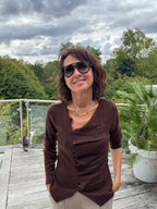 Pull gilet drapé choco