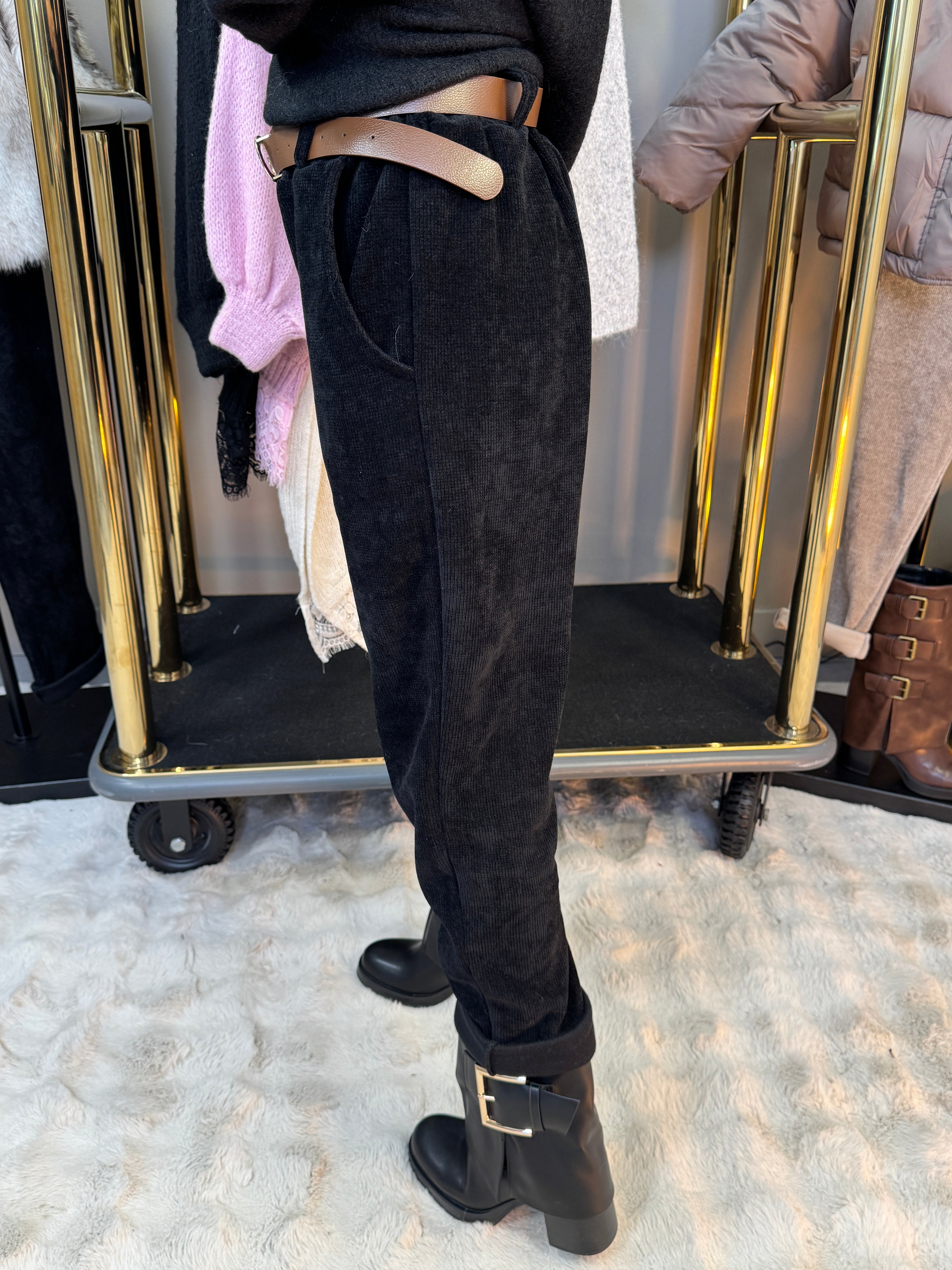 Pantalon Confort Velours Noir