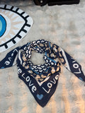 Foulard Love Gaze De Coton Bleu Marine