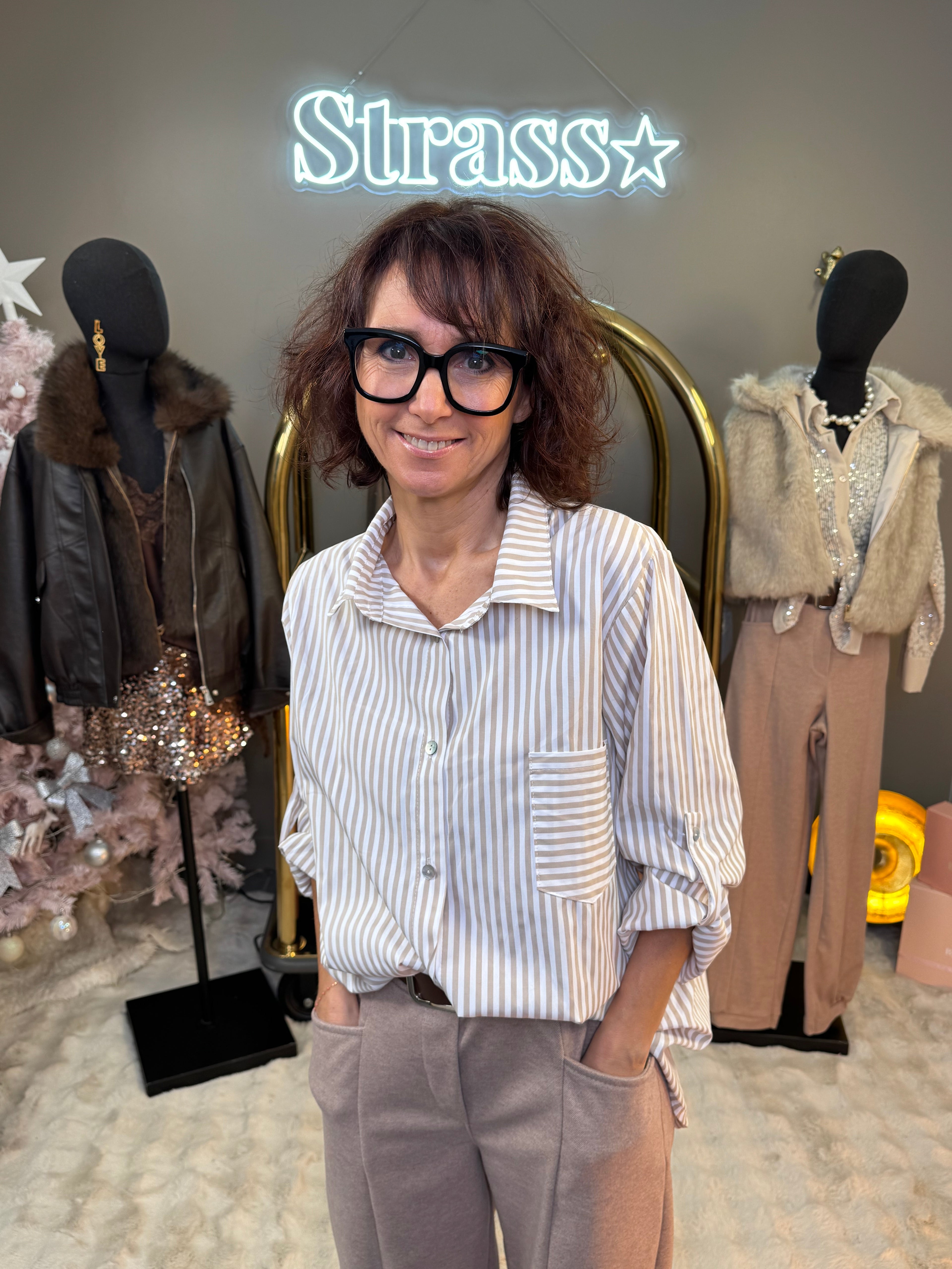 Chemise Rayé Lucia Beige