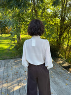 Top col foulard beige