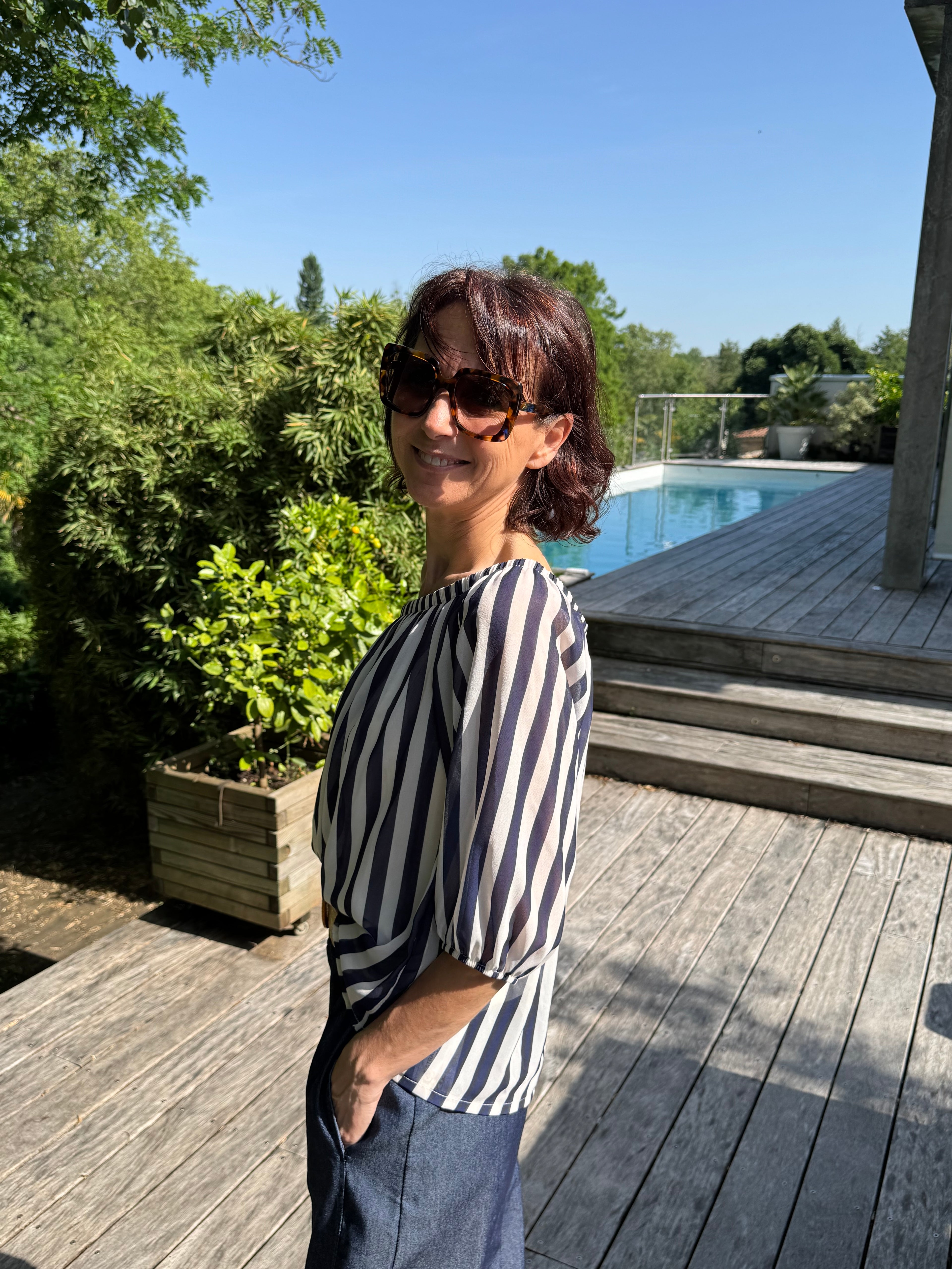 Blouse Rayé Lilou Bleu Marine