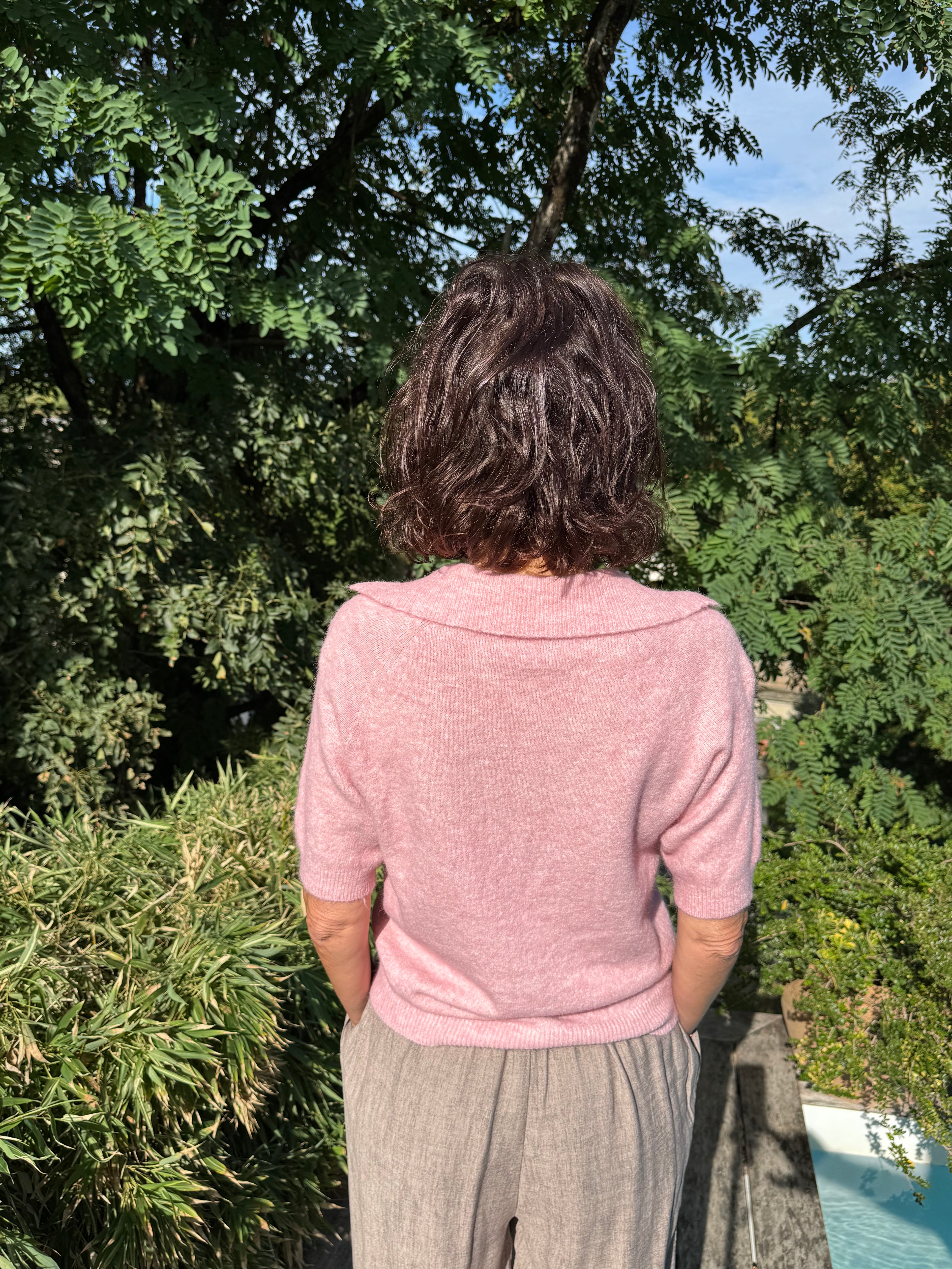 Pull Polo Manches Courtes Rose