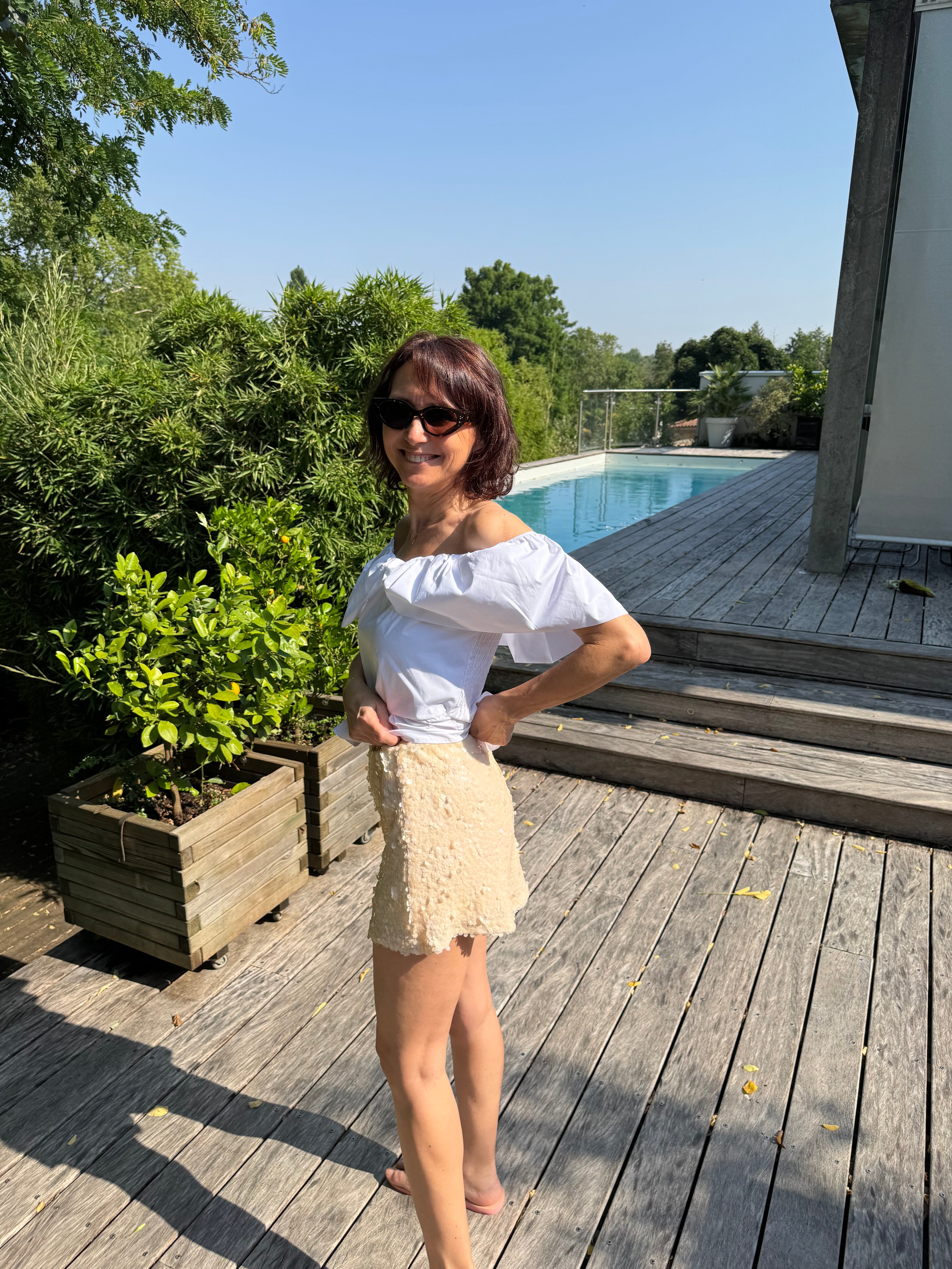 Short Sequins Beige Rosé