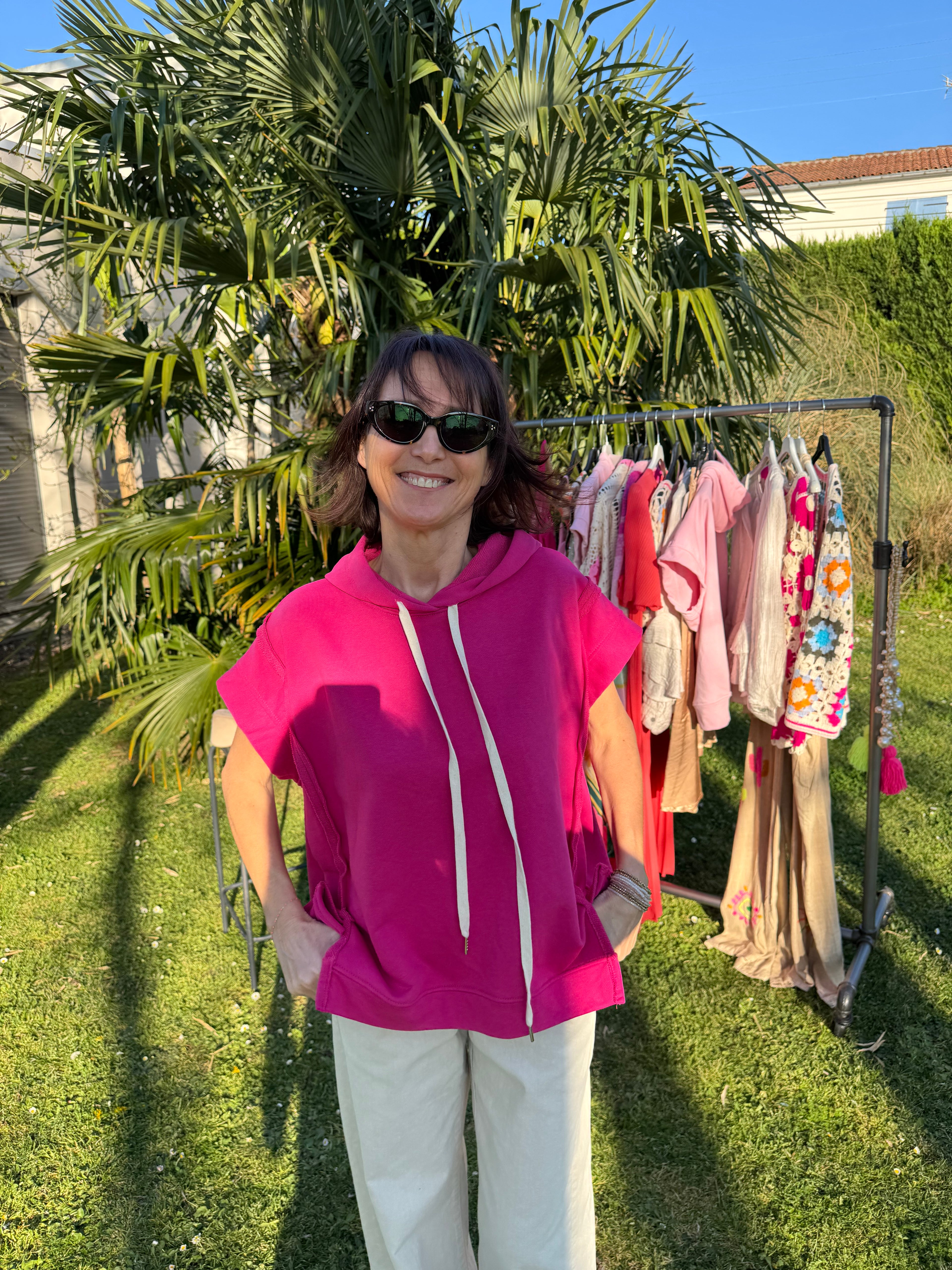 Sweat Sans Manche Fuchsia