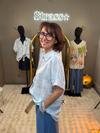 Chemise Fleurs Jean Bleue