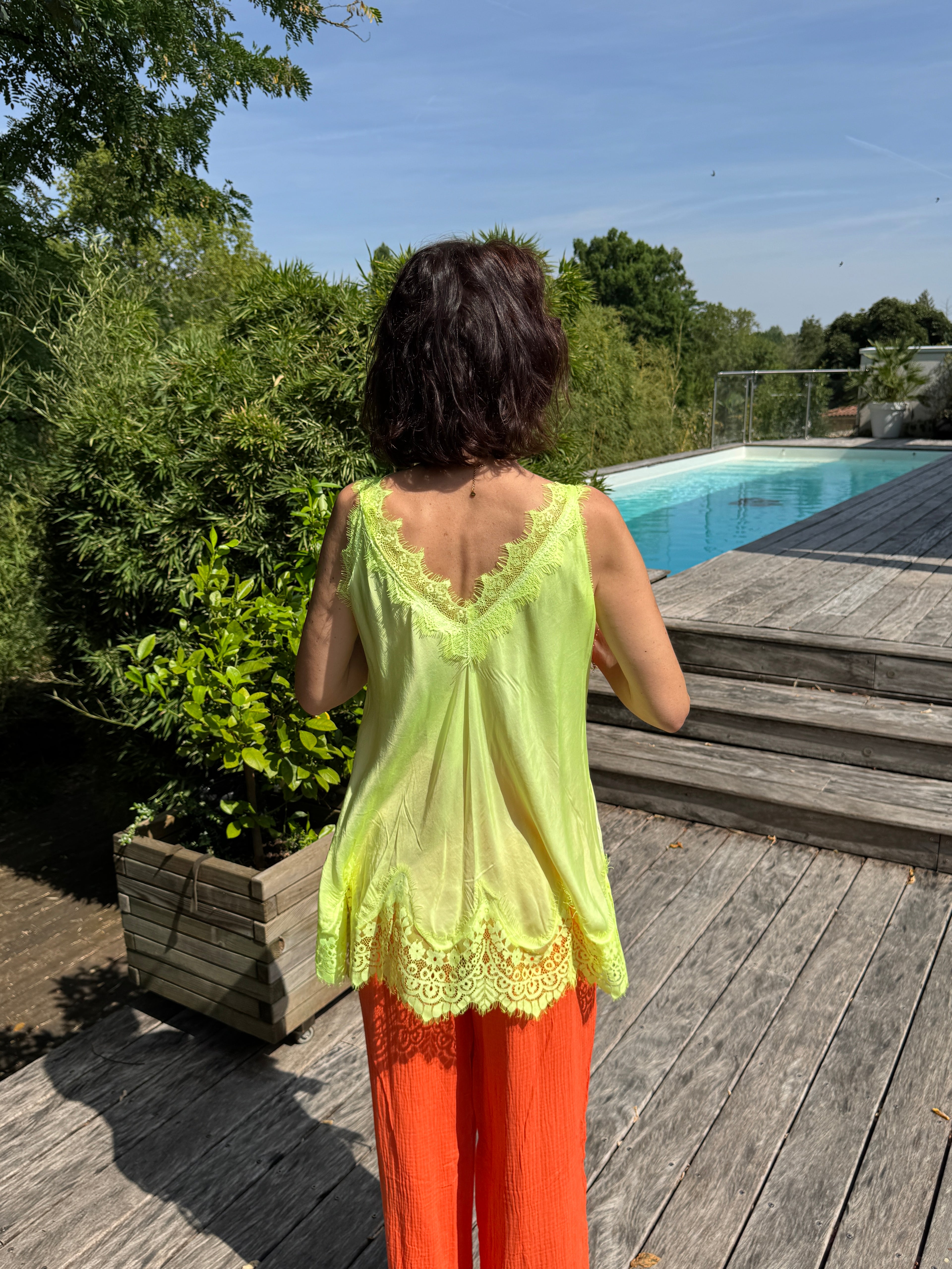 Débardeur dentelle Fluo Jaune