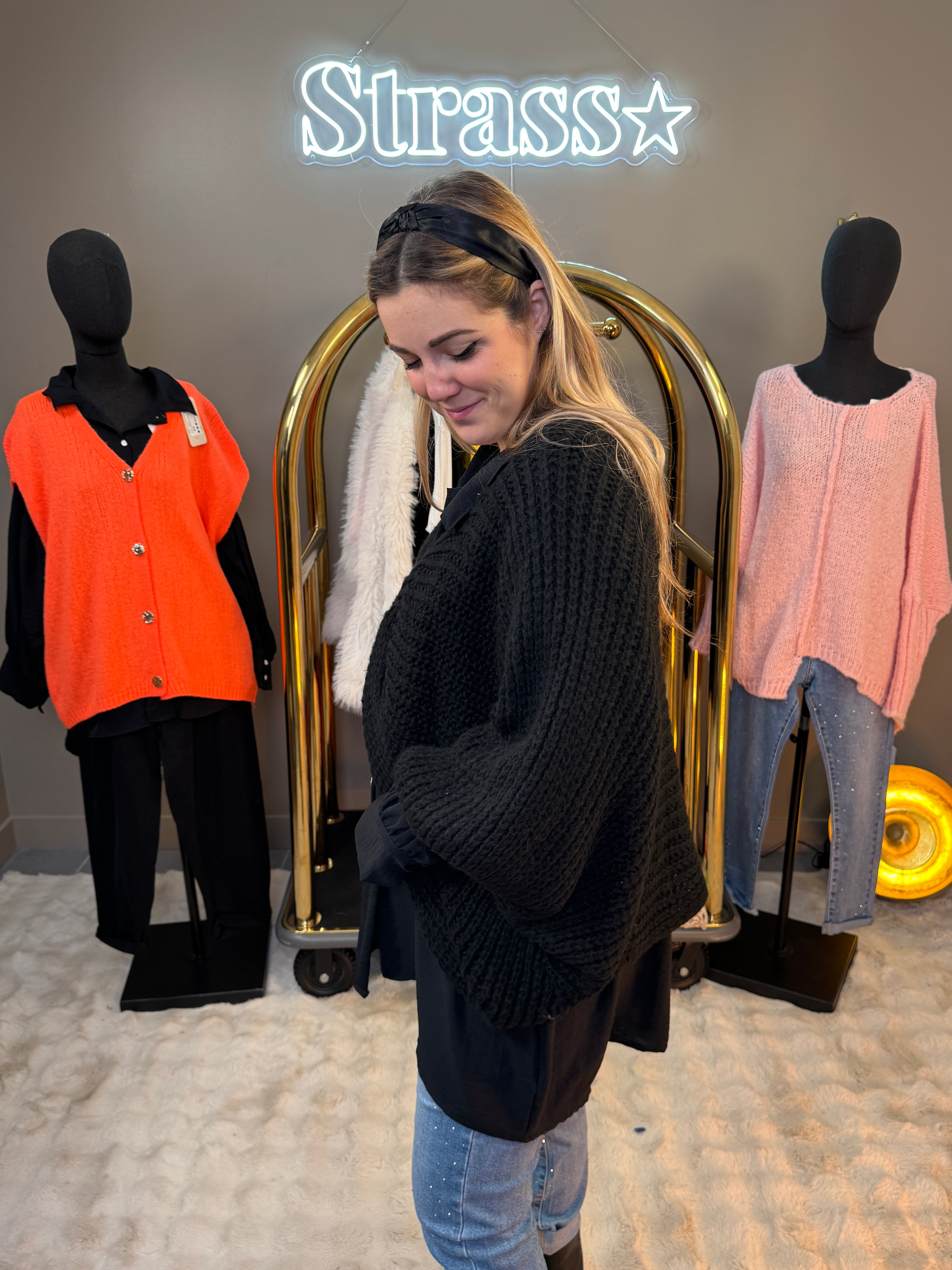 Pull Noeud Dalia Noir Grande Taille