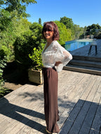 Pantalon Lin et Viscose Ceinture Choco