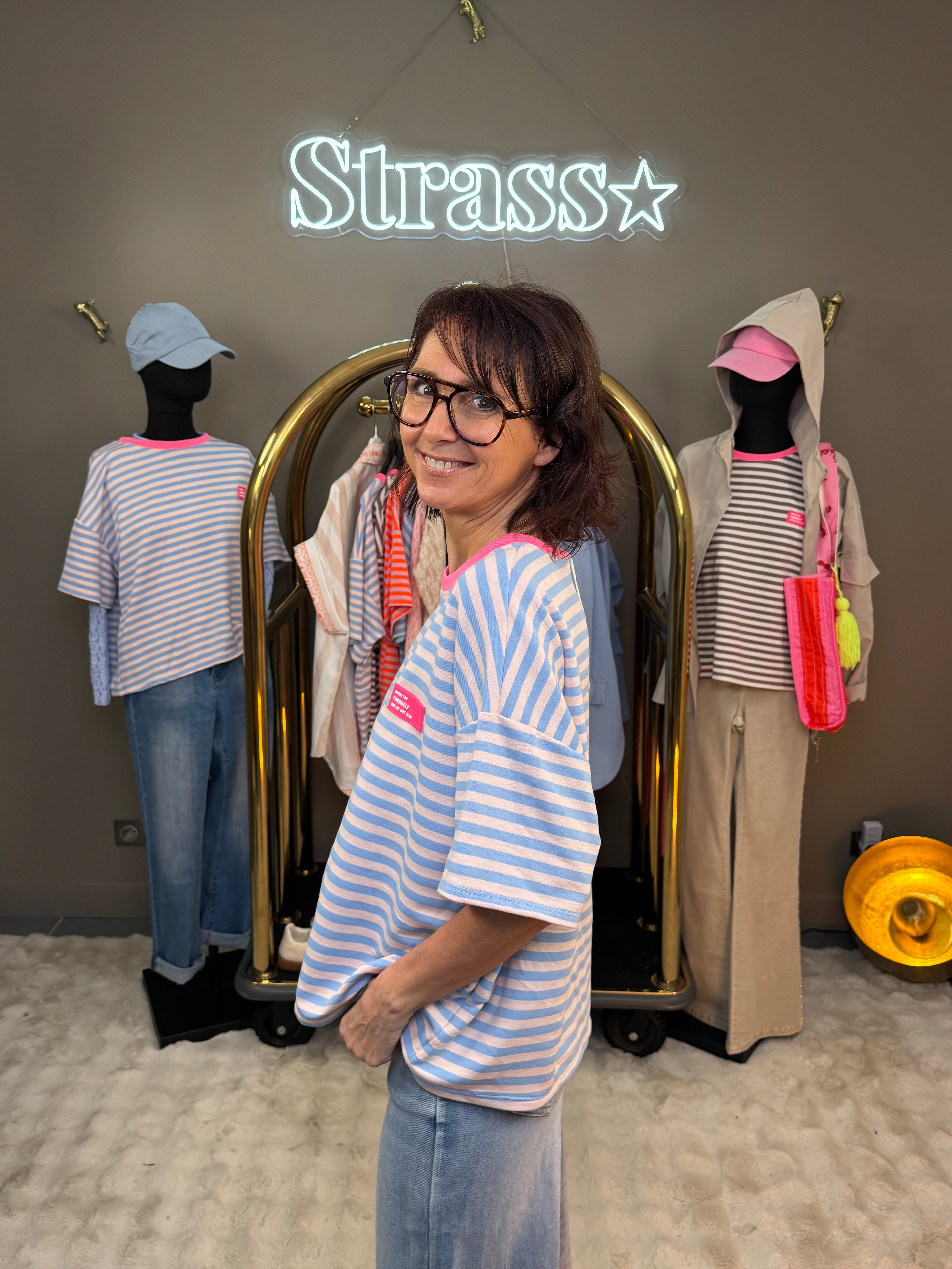 Tee Shirt Dress Bleu et Rose Fluo