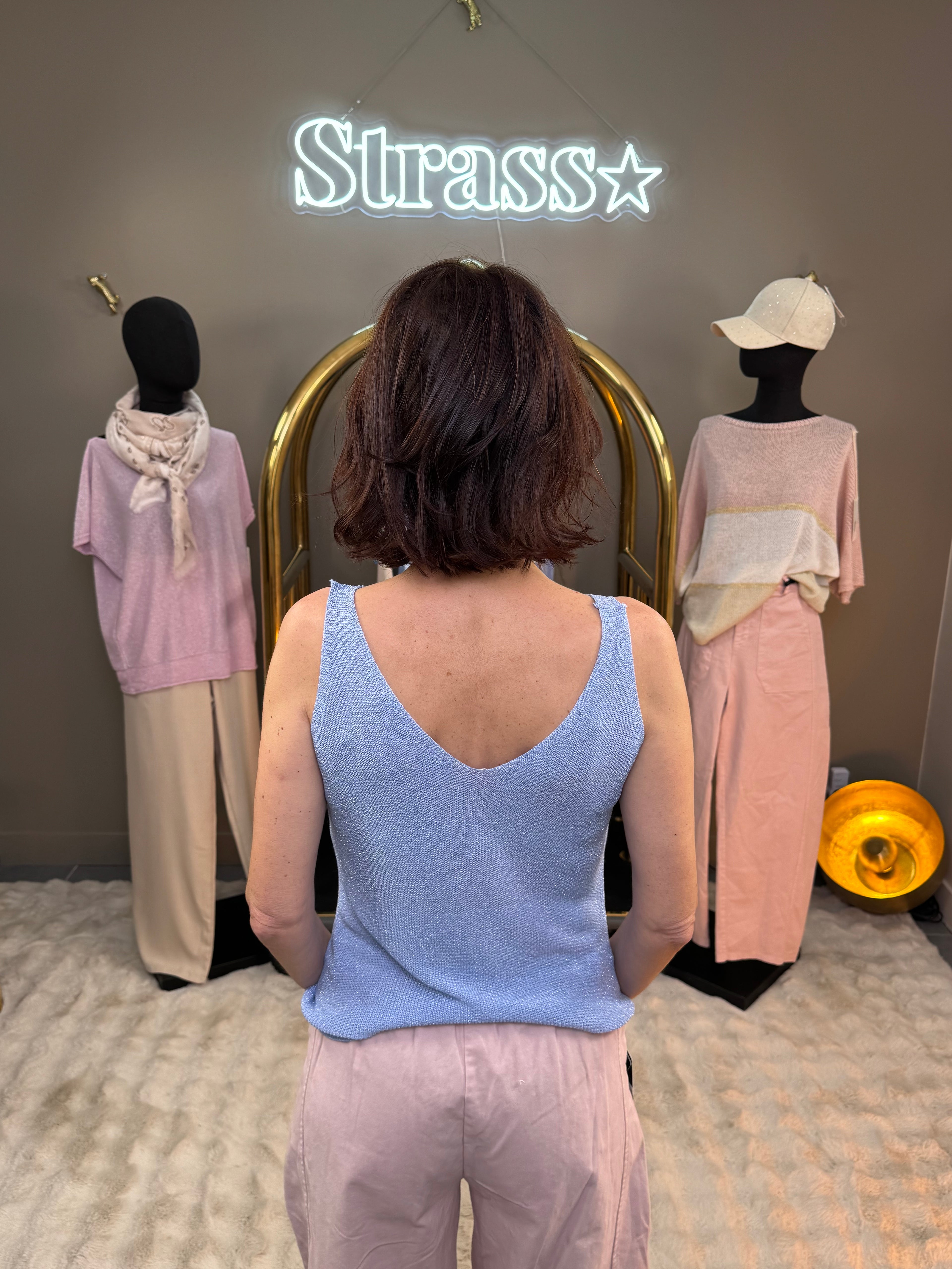 Débardeur Lamé Bleu Ciel