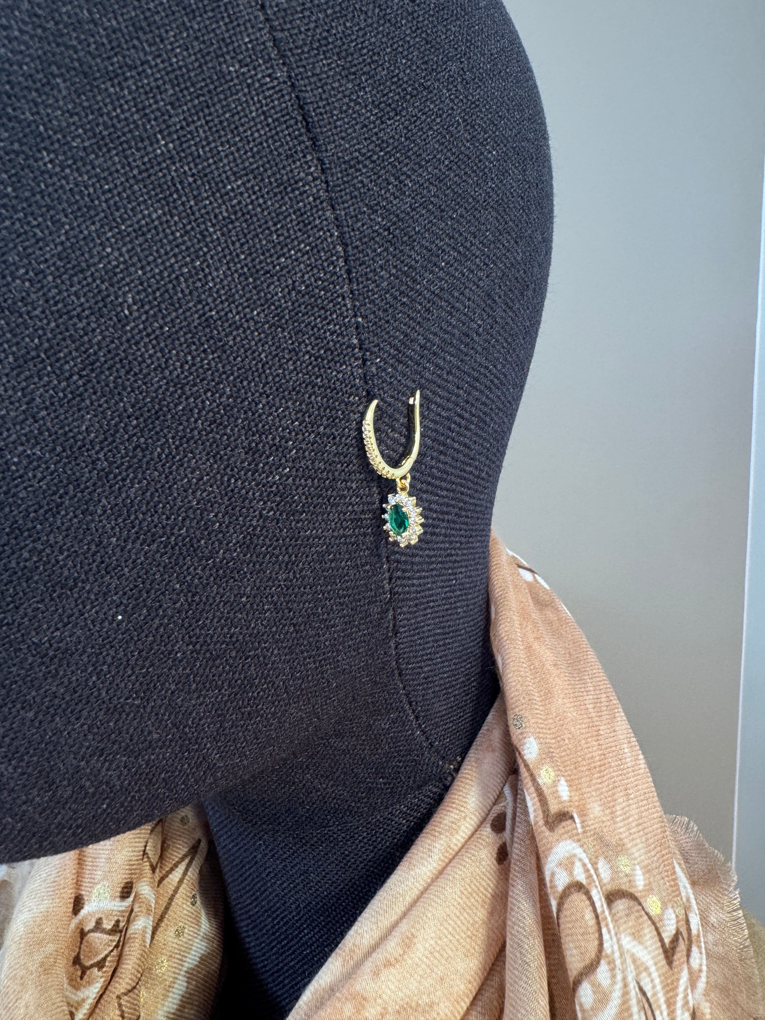 Boucles D’oreilles Ovale pampille Verte