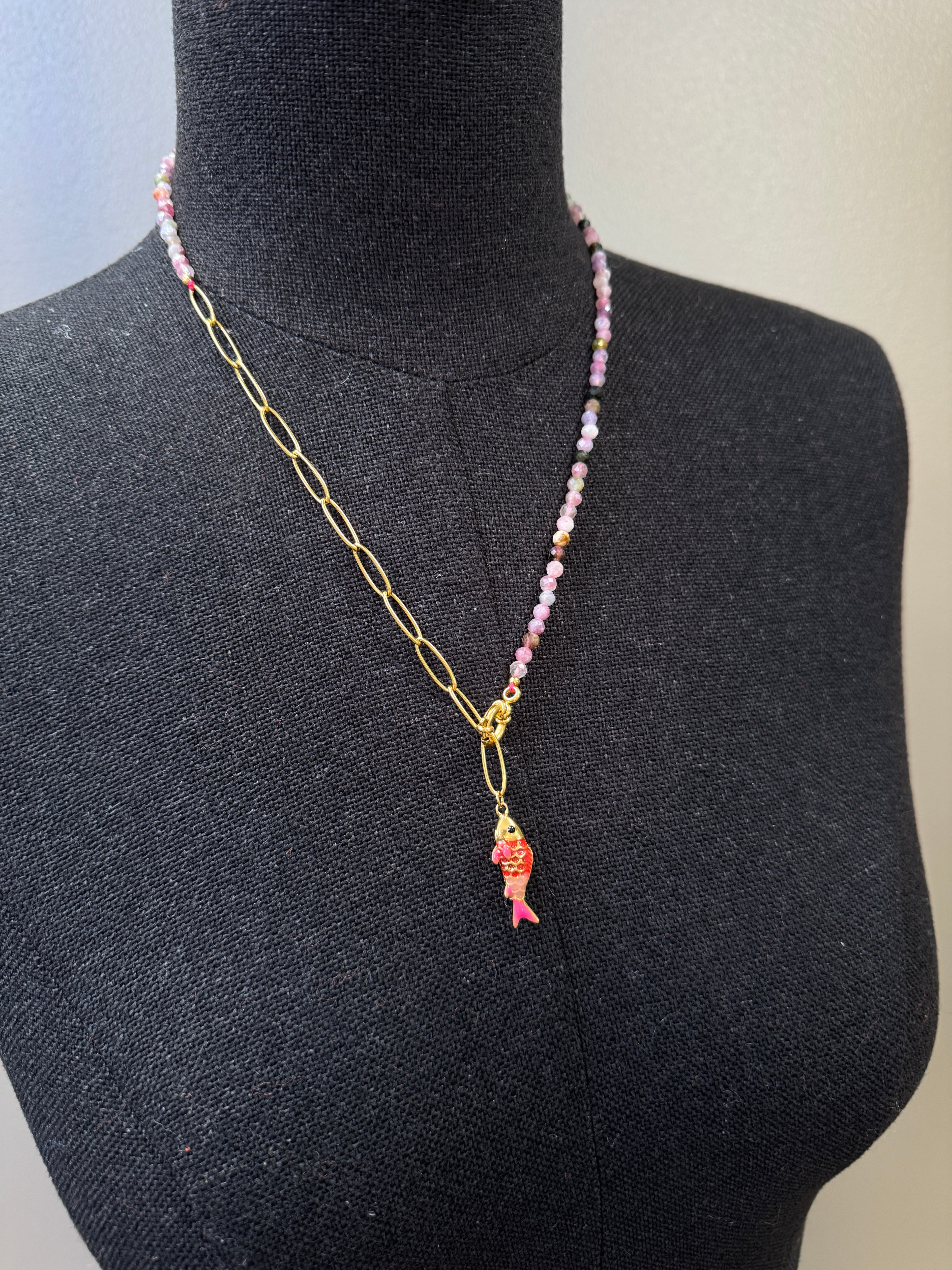 Collier Y Bracelet Poisson Rose