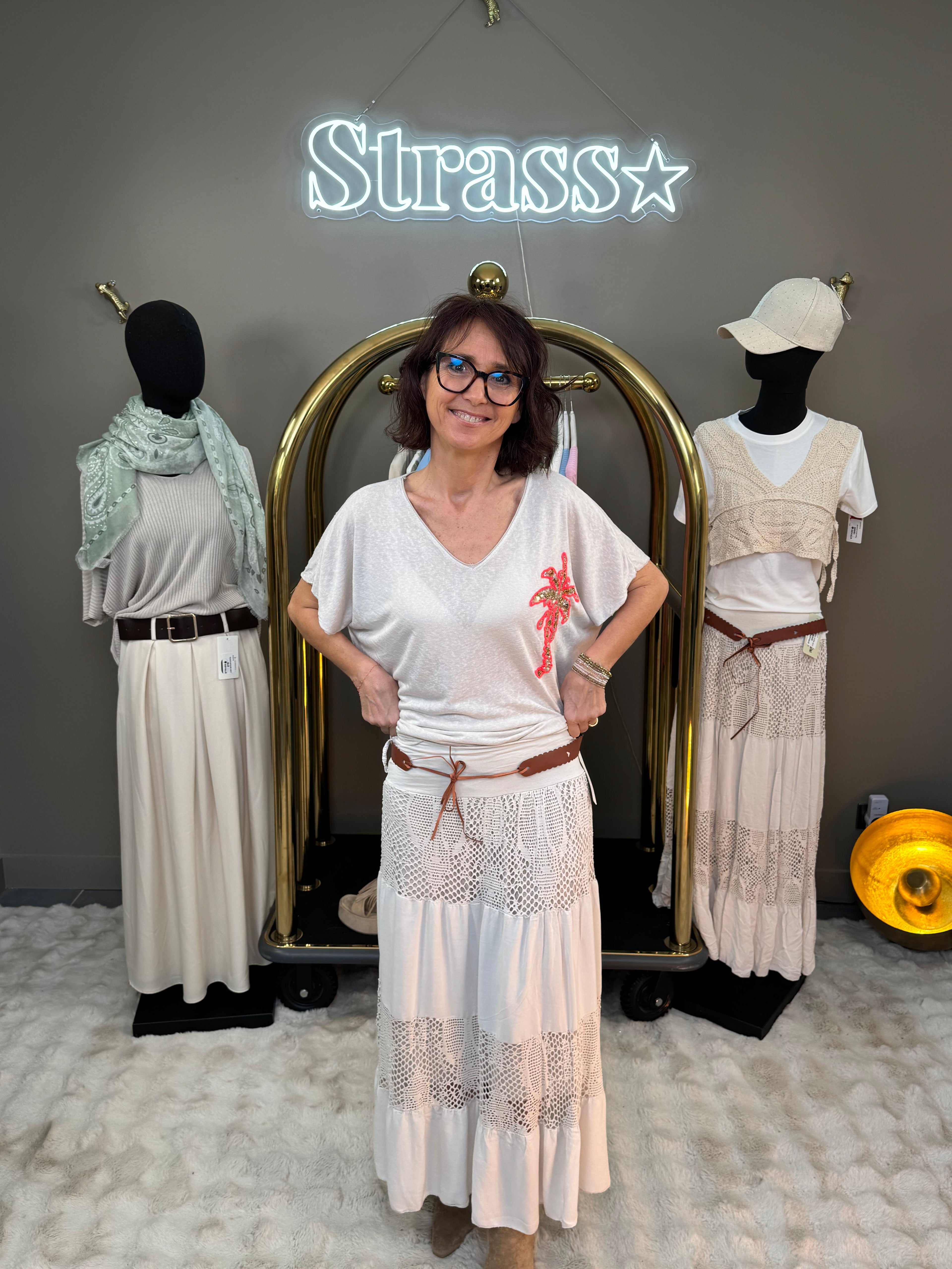 Jupe Légère Dentelle Beige