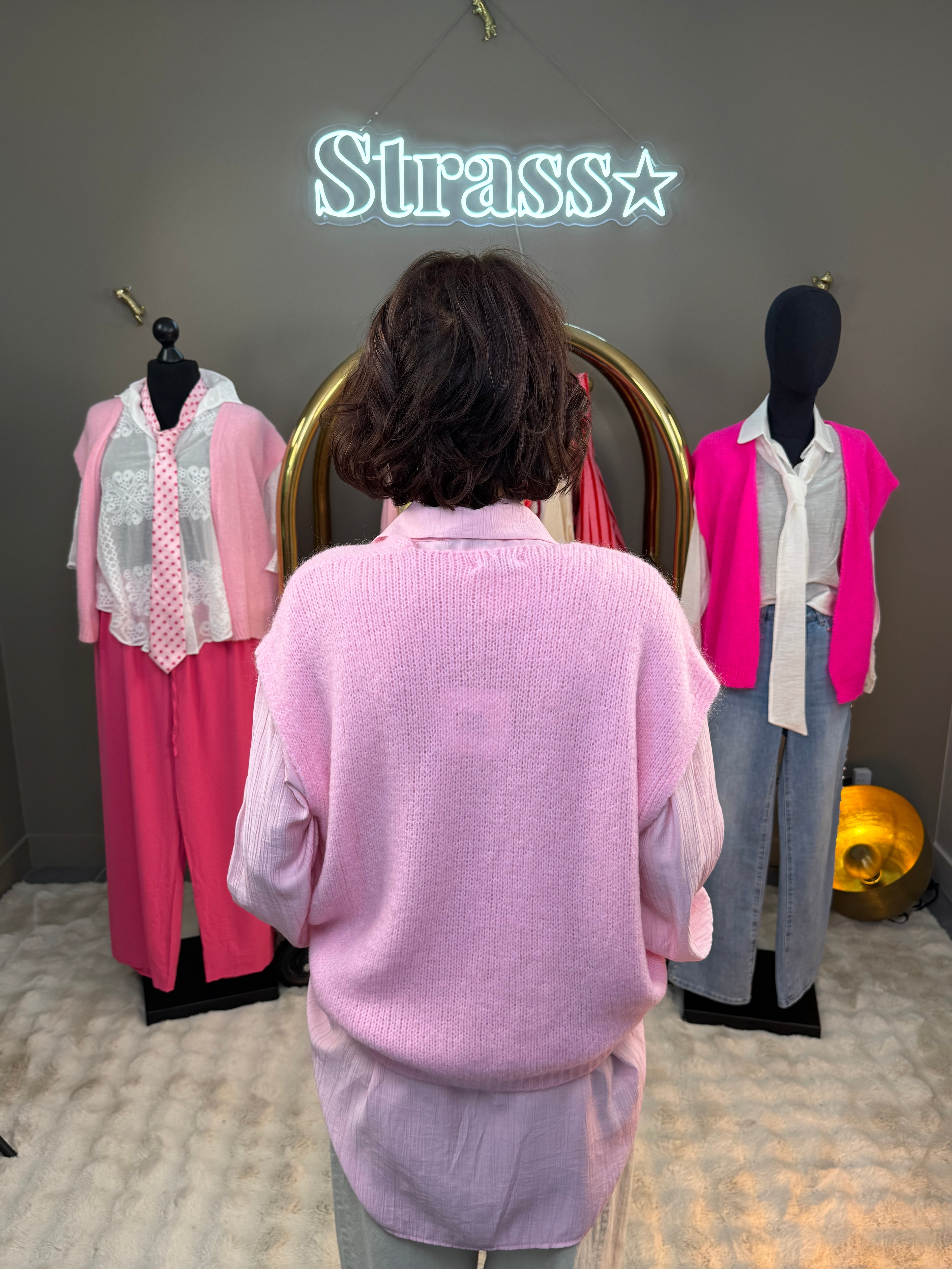 Gilet Mohair Sans Manche Rose Pale