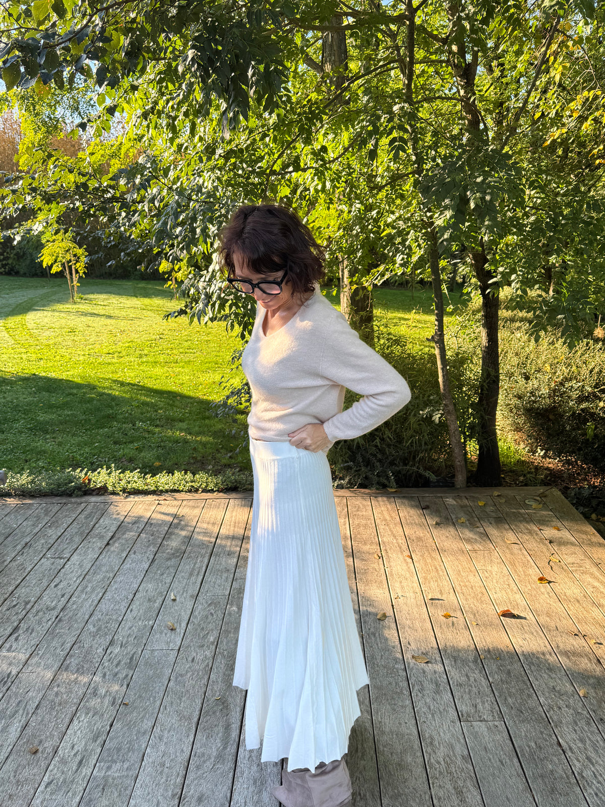 Jupe plissé maille blanche