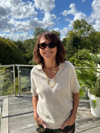Pull Polo Manches Courtes Beige